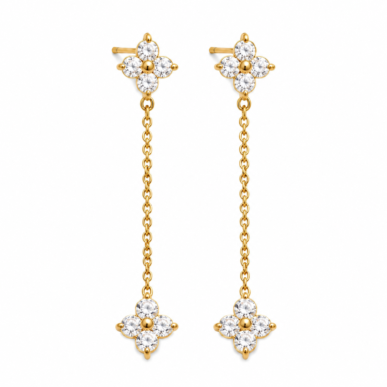 Cz Flower Chain Dangle