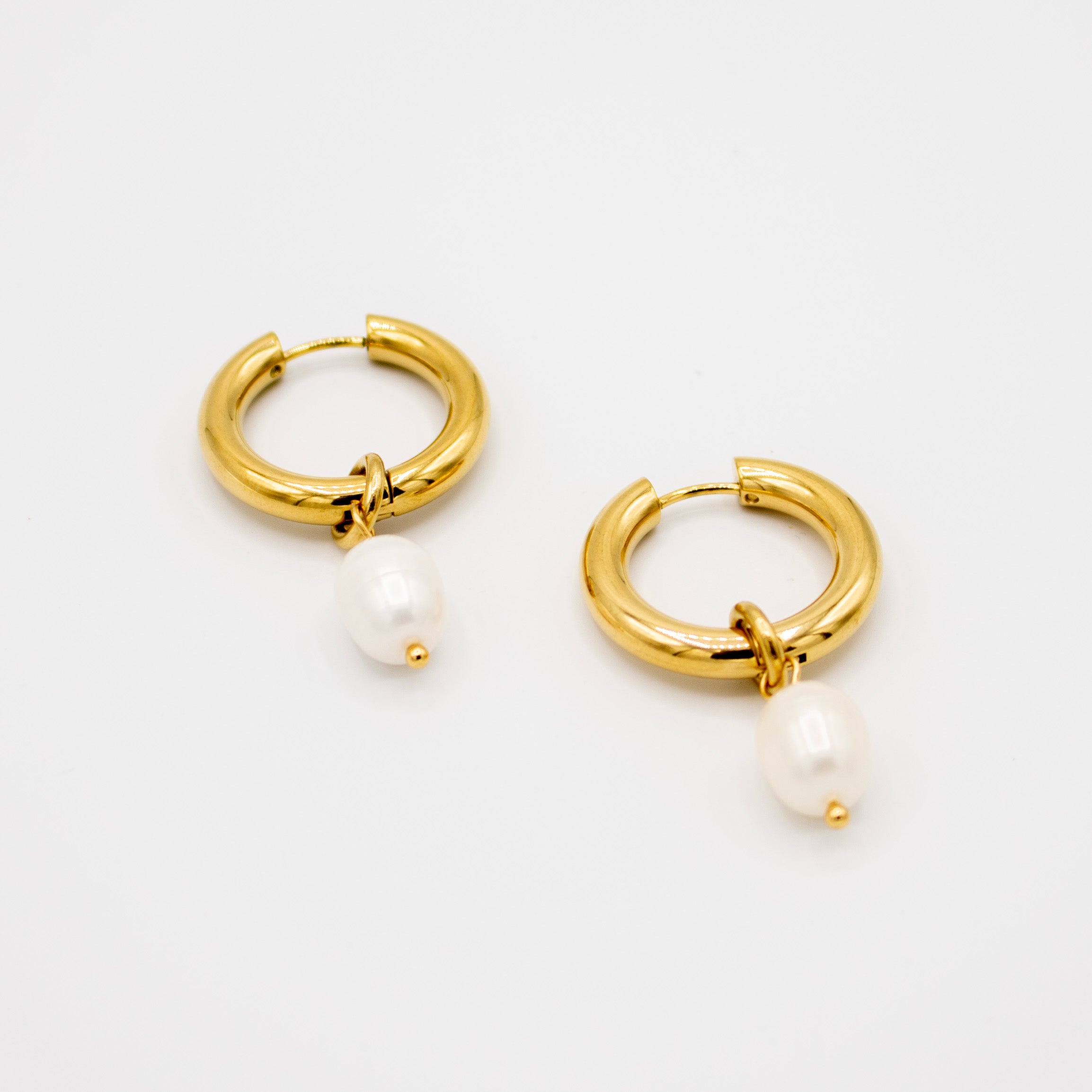 Golden Loop & Pearl Earrings