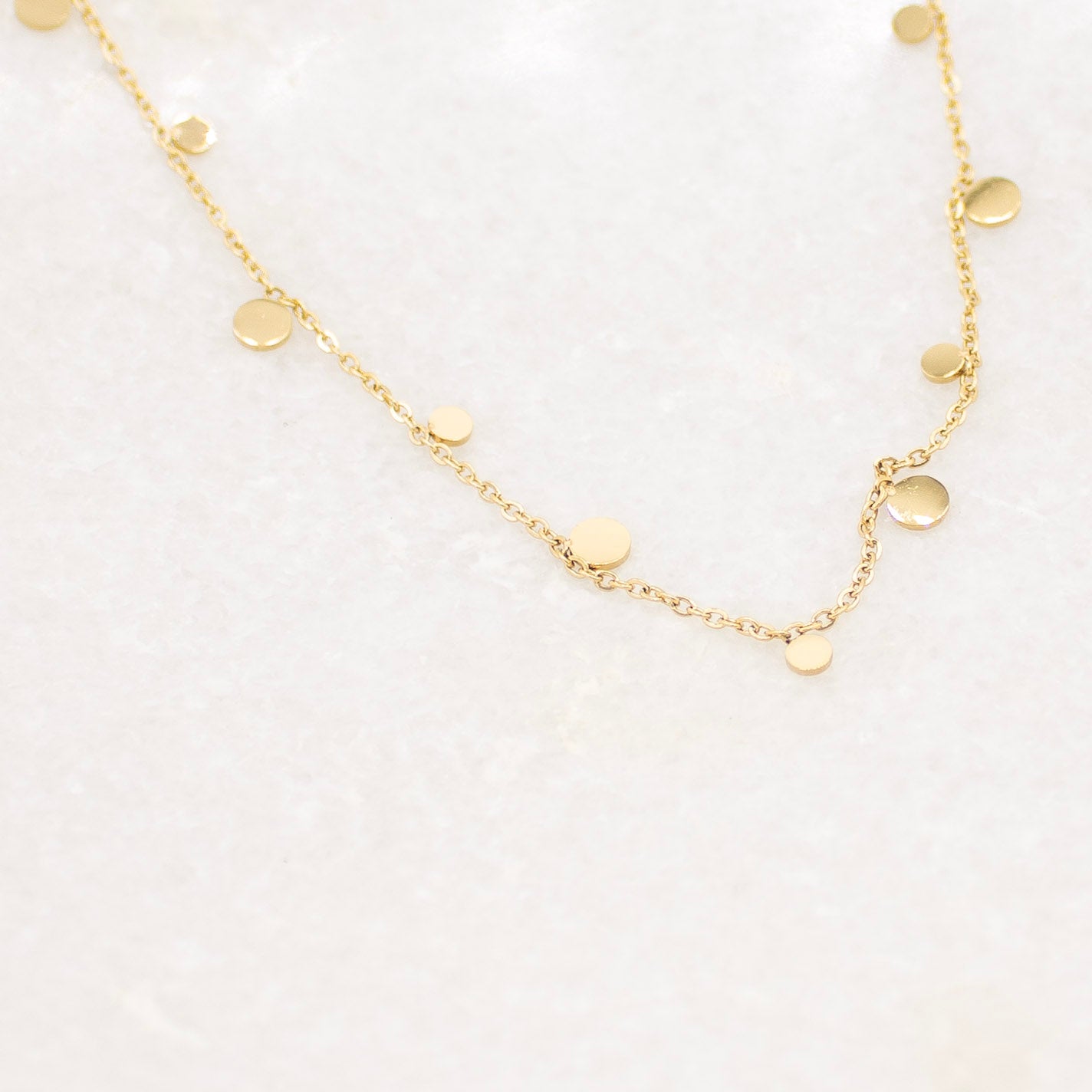 Gold Dangle Circle Necklace