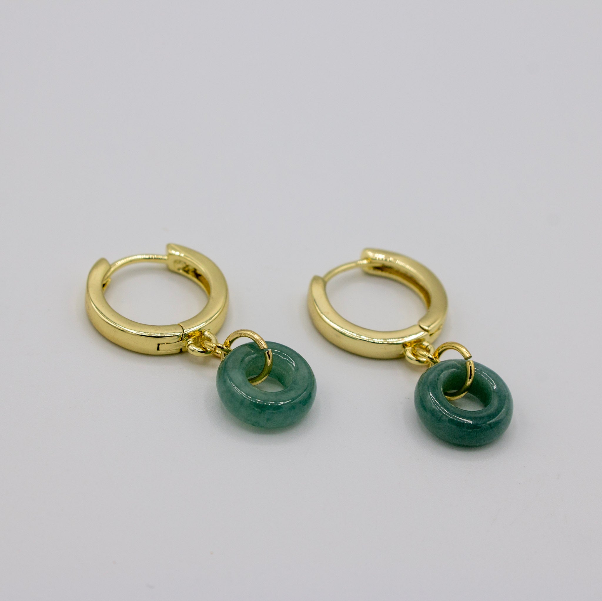 Jade Dangle Charm Huggies