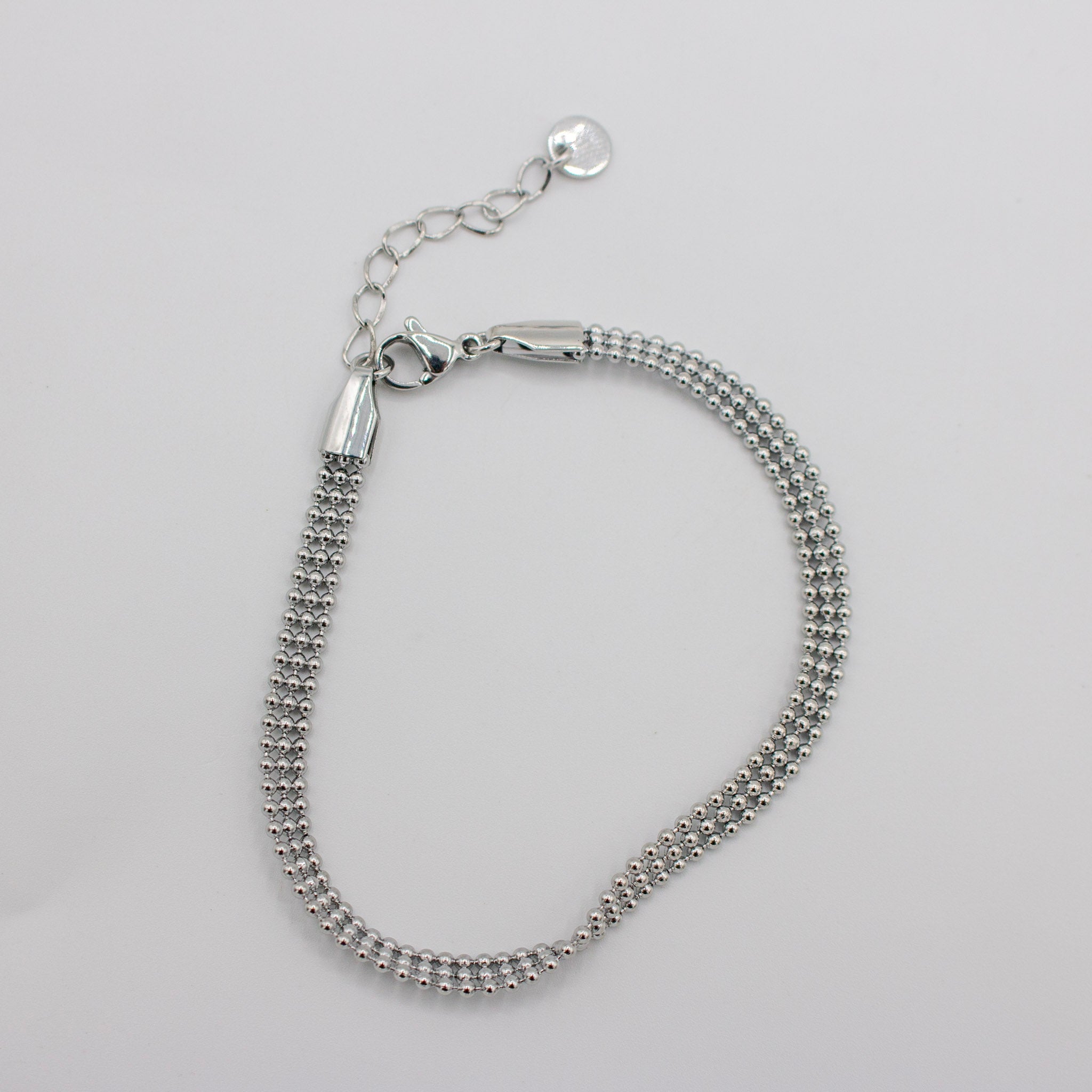 Classic Beaded Bracelet- Silver