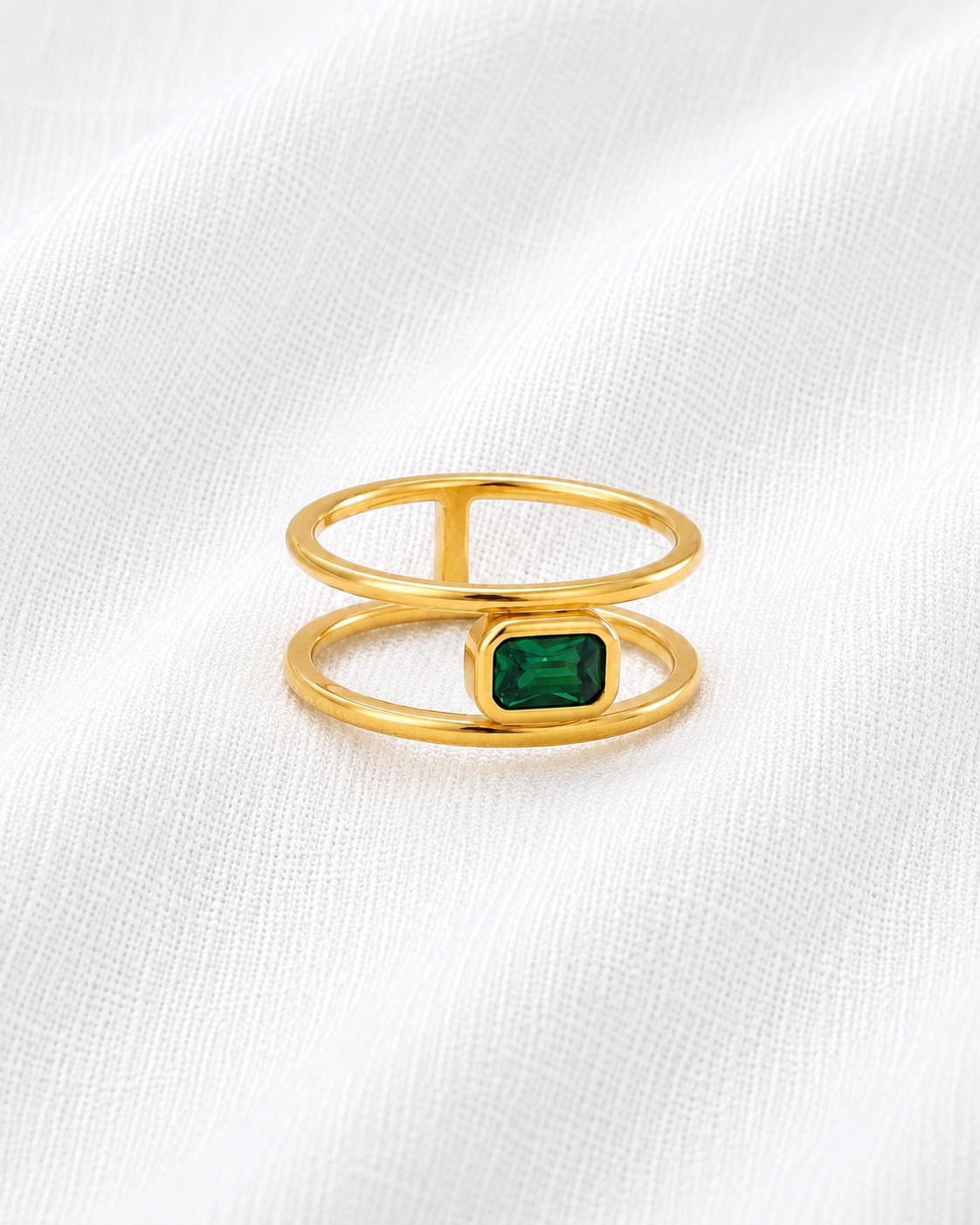 Emerald Double Ban Ring