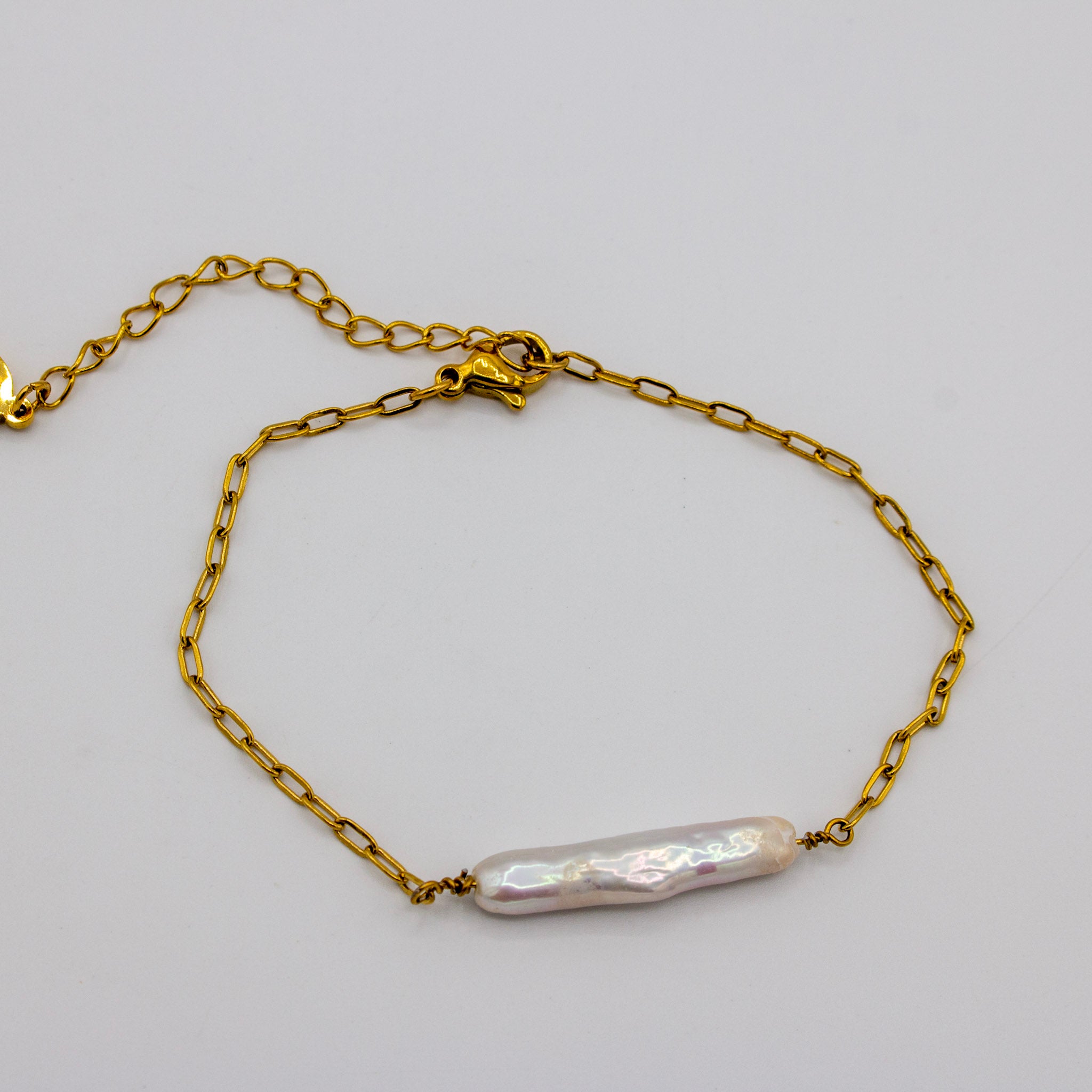 Freshwater Pearl Paperclip Dainty Bracelet