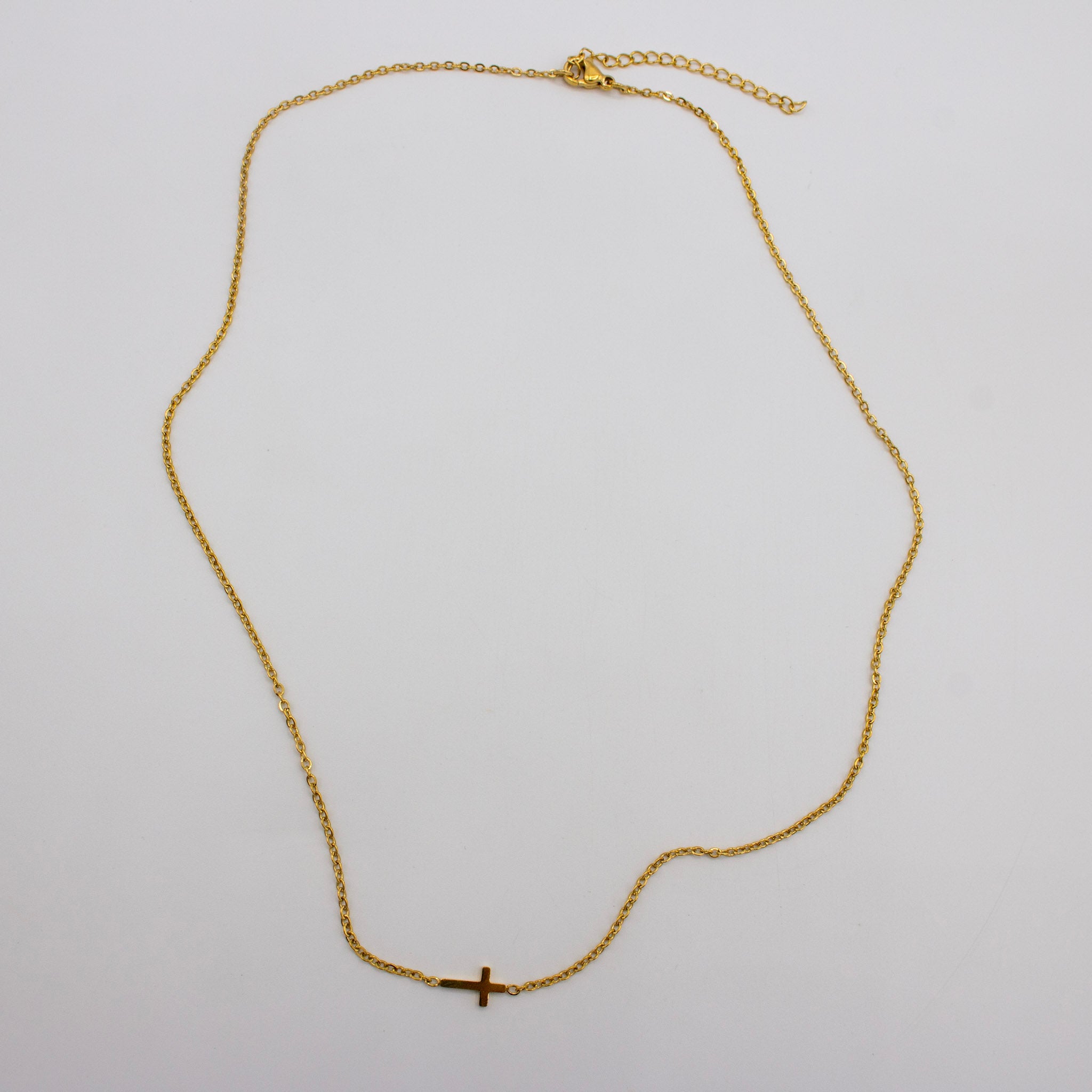 Thin Cross Necklace- In Line