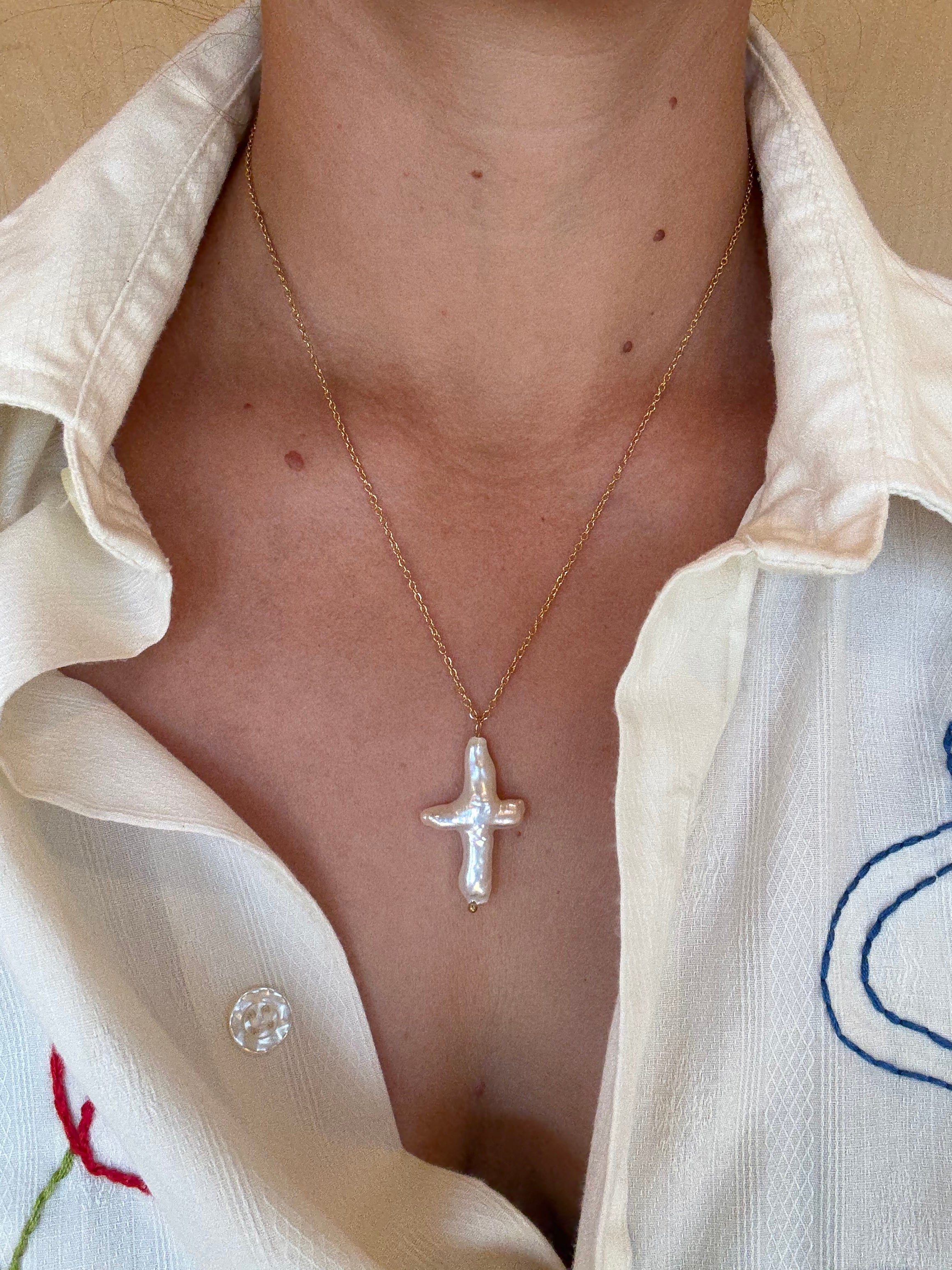 Cross Pearl Necklace- my everyday necklace