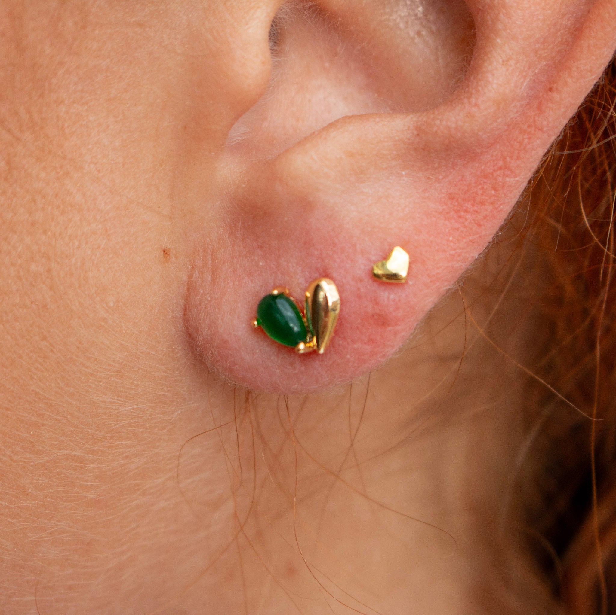 Emerald Green Heart Stud