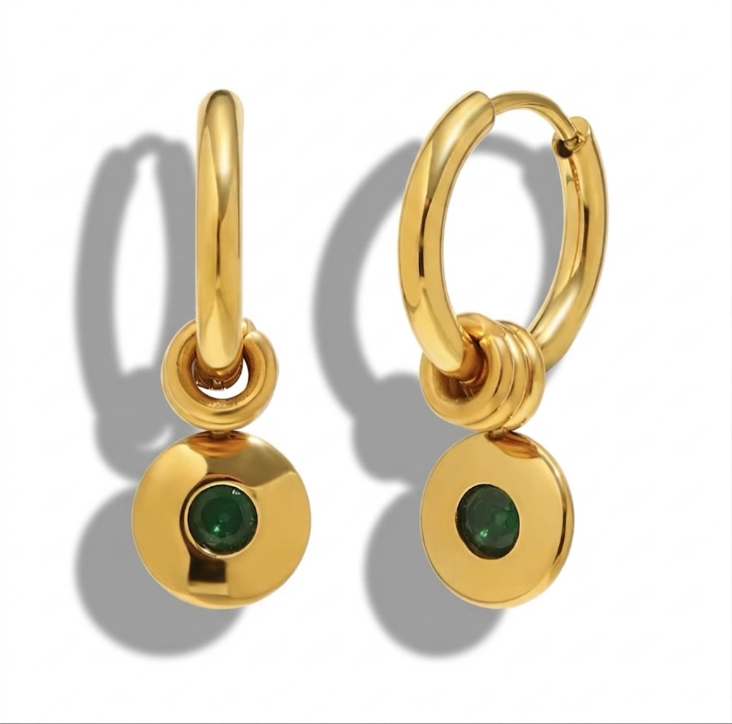Emerald and Gold Circle Dangle