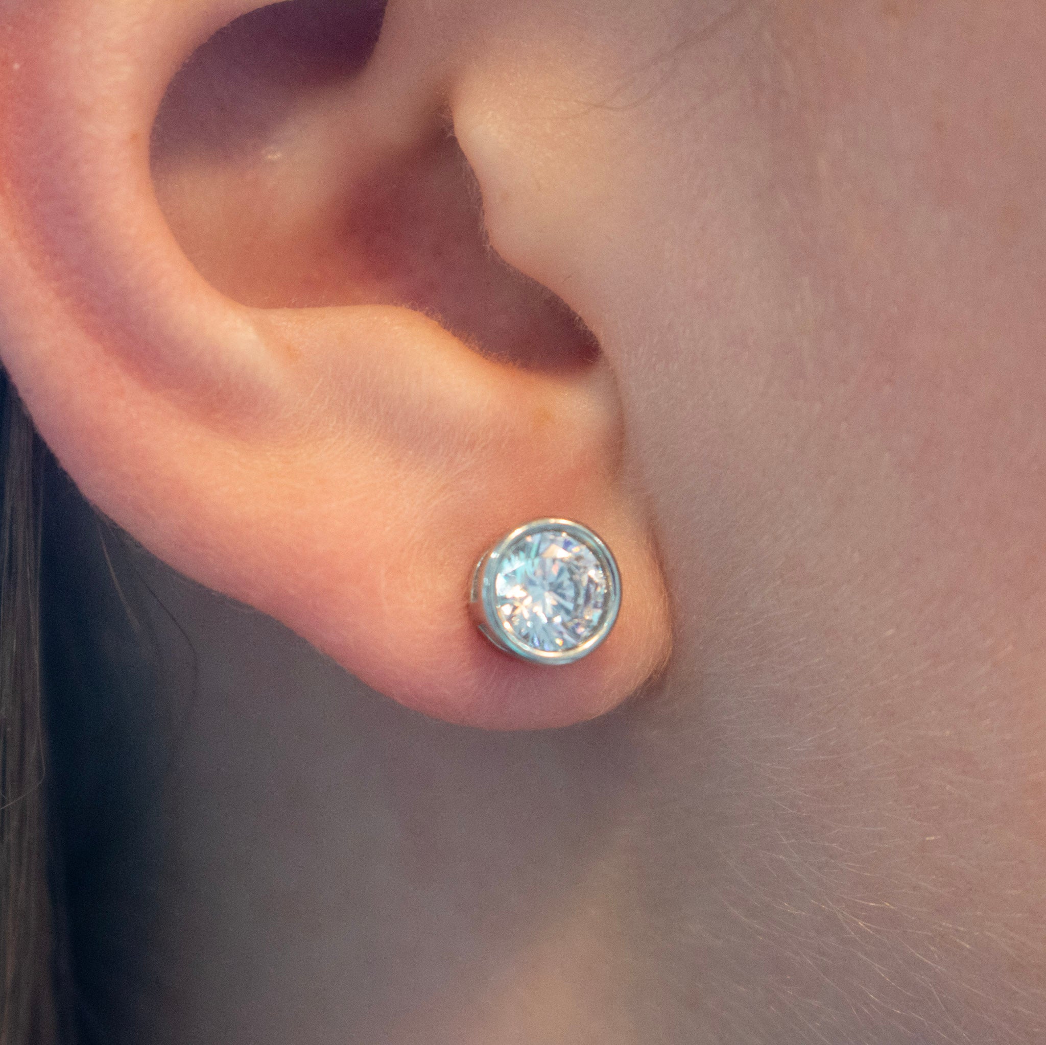 Round Cz Silver Studs