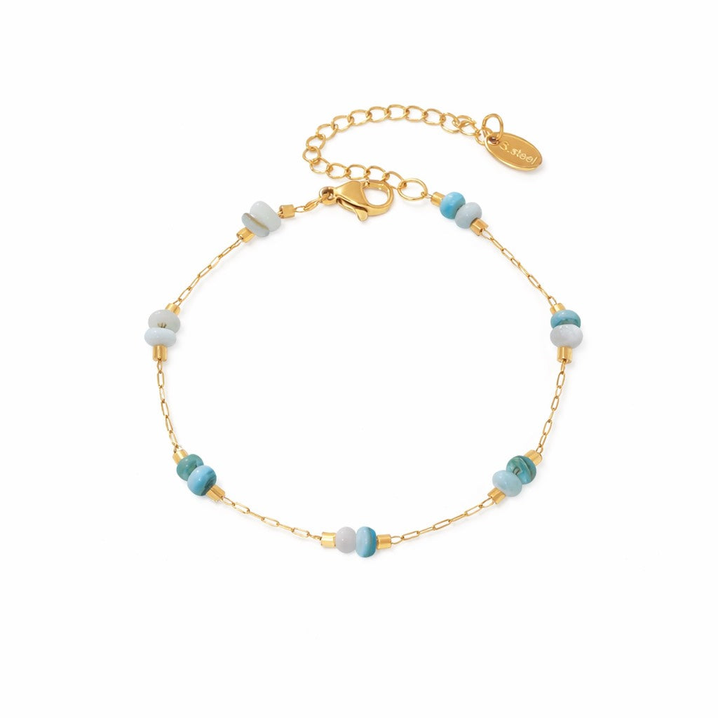 Aqua Natural Beaded Necklace