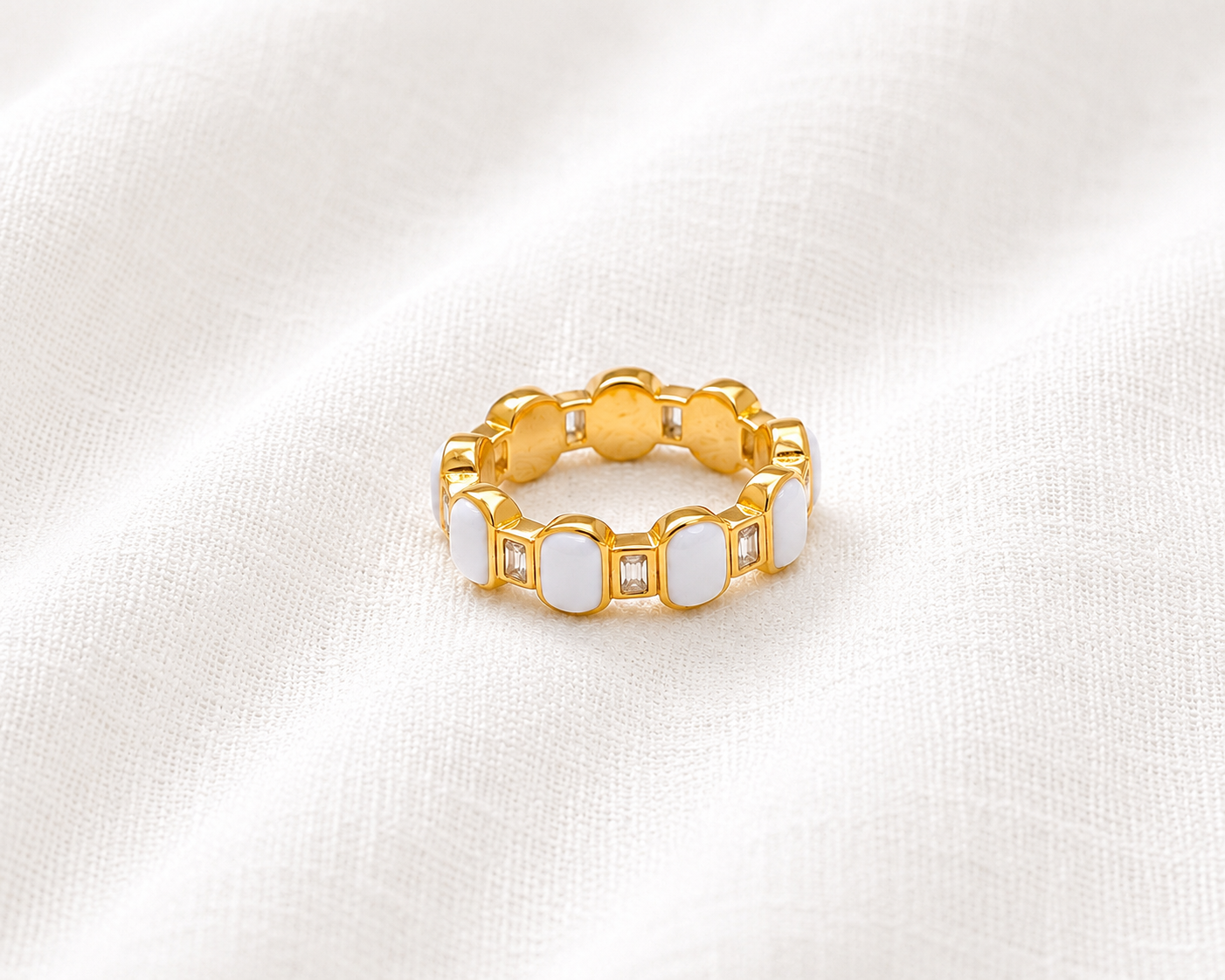 White Baguette Cz Ring