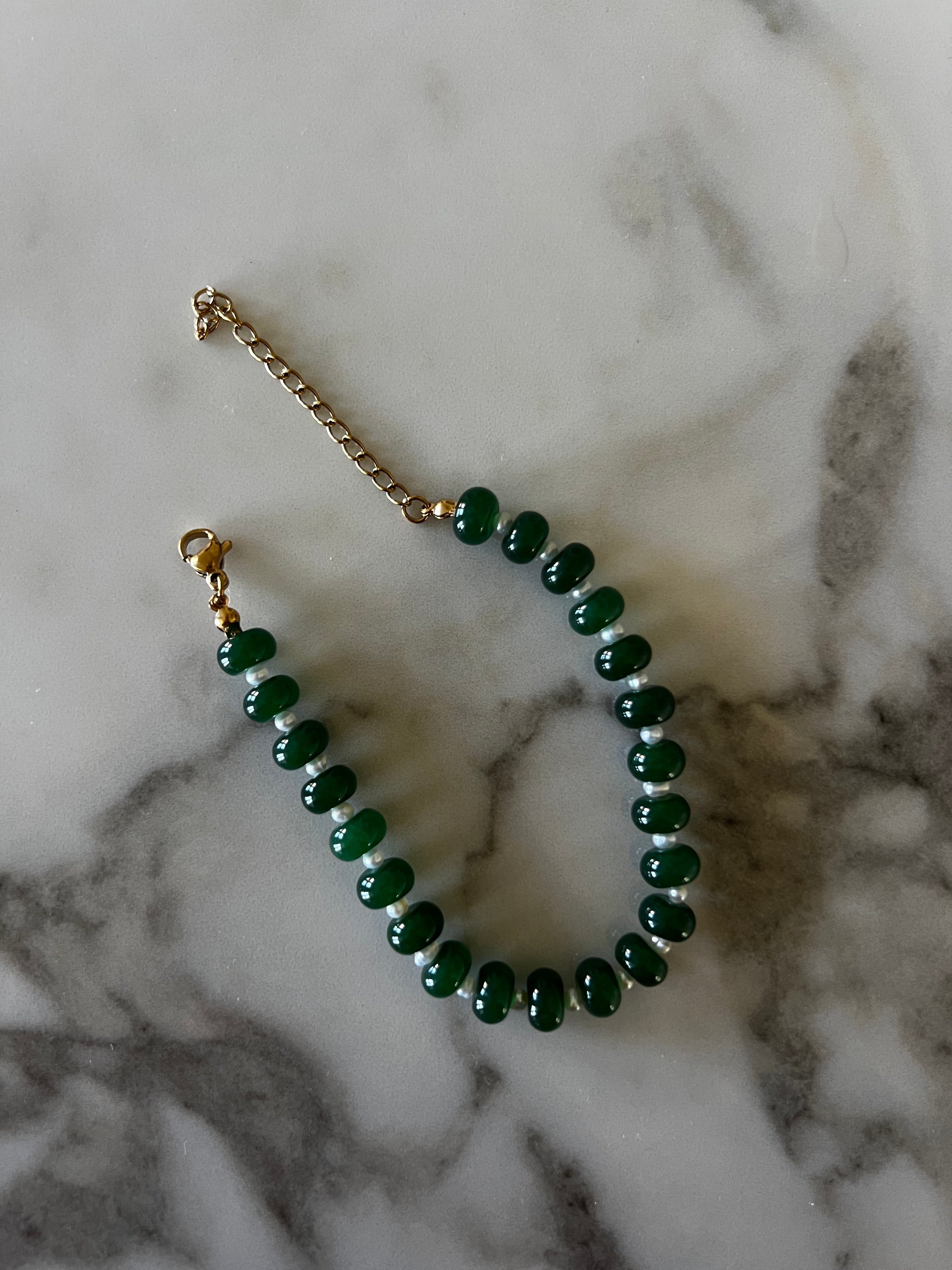 Emerald and Pearl Bracelet