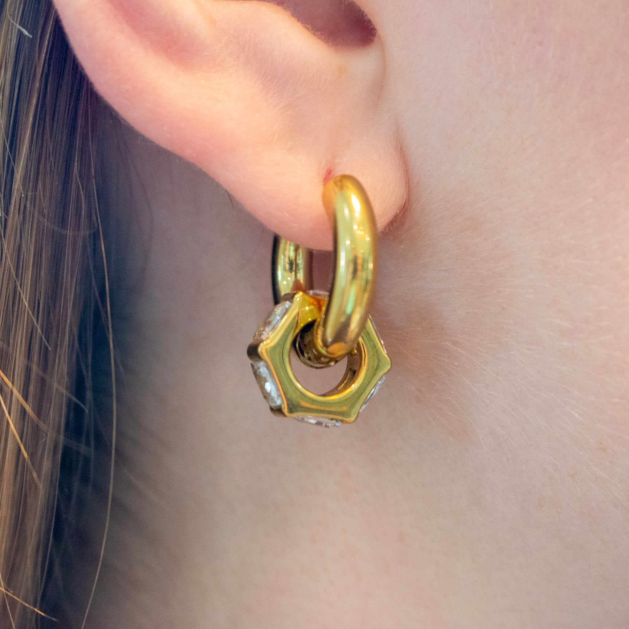 Baguette Cz Charm Earrings