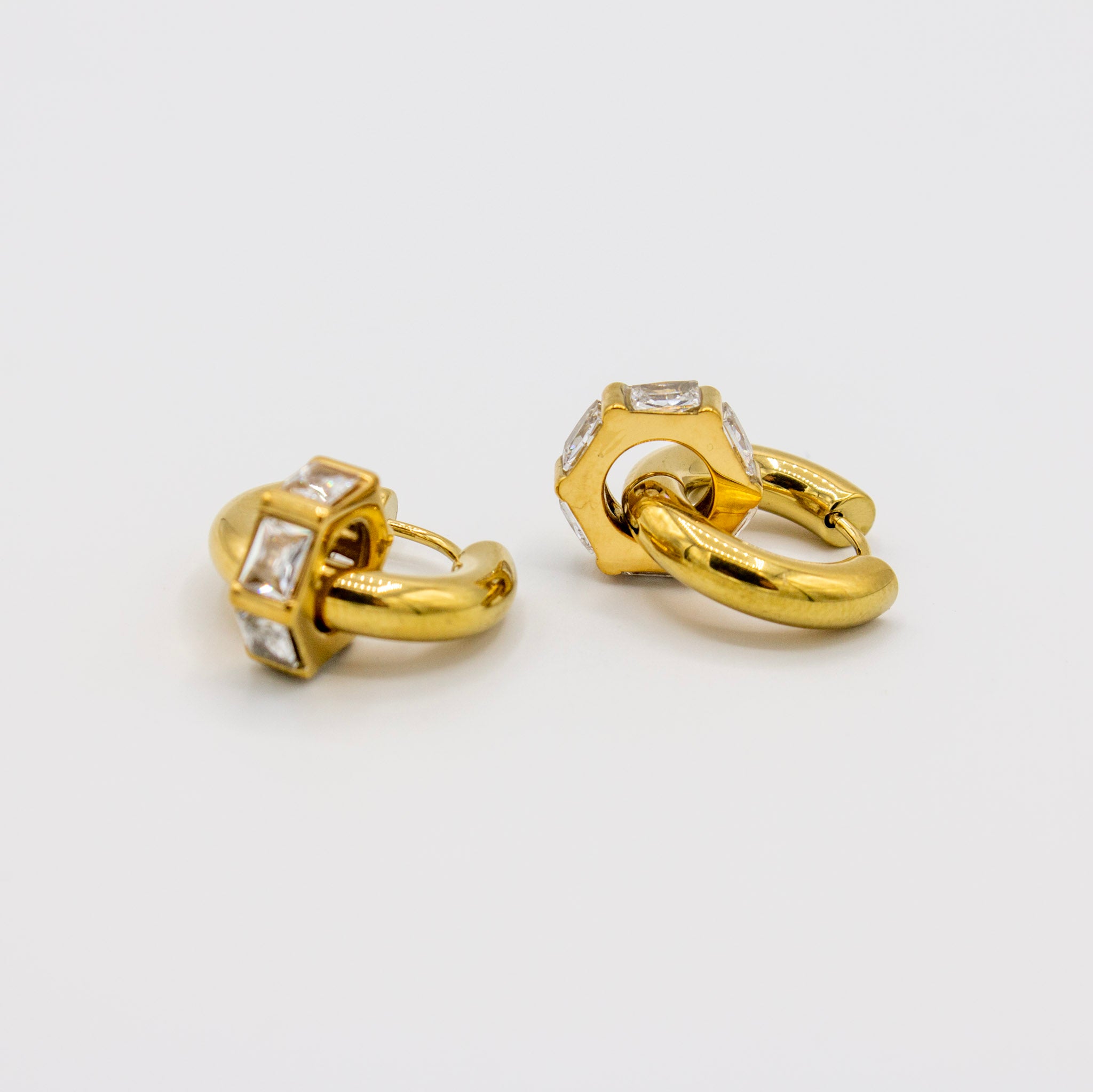 Baguette Cz Charm Earrings