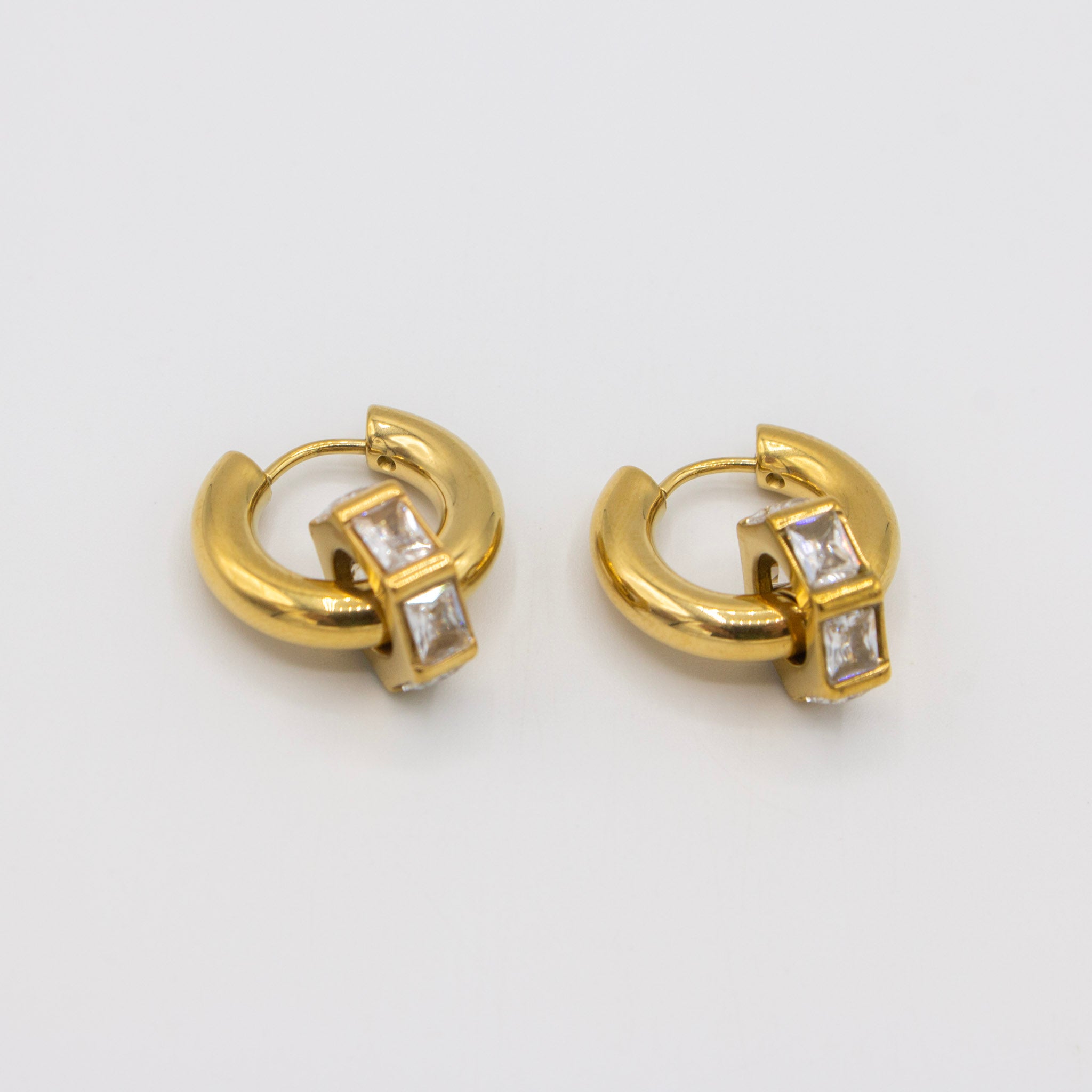 Baguette Cz Charm Earrings