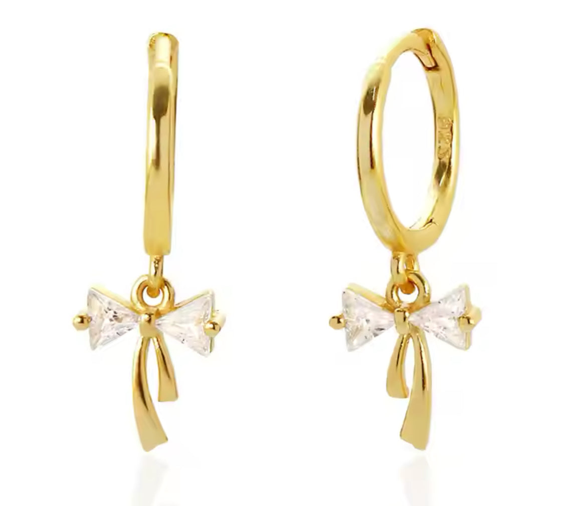 CZ Bow Dangle Earrings