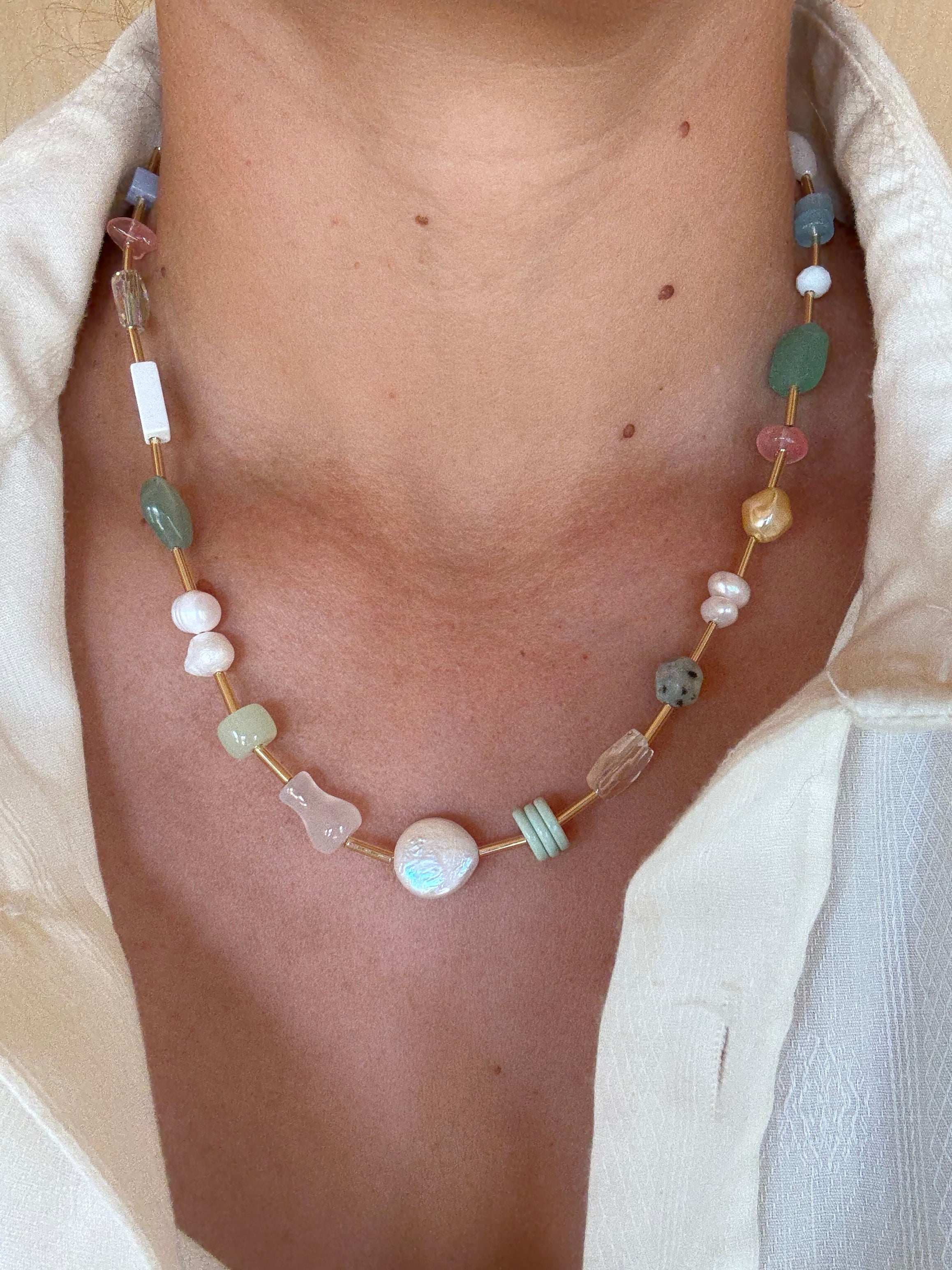 Beads + Pearls necklace