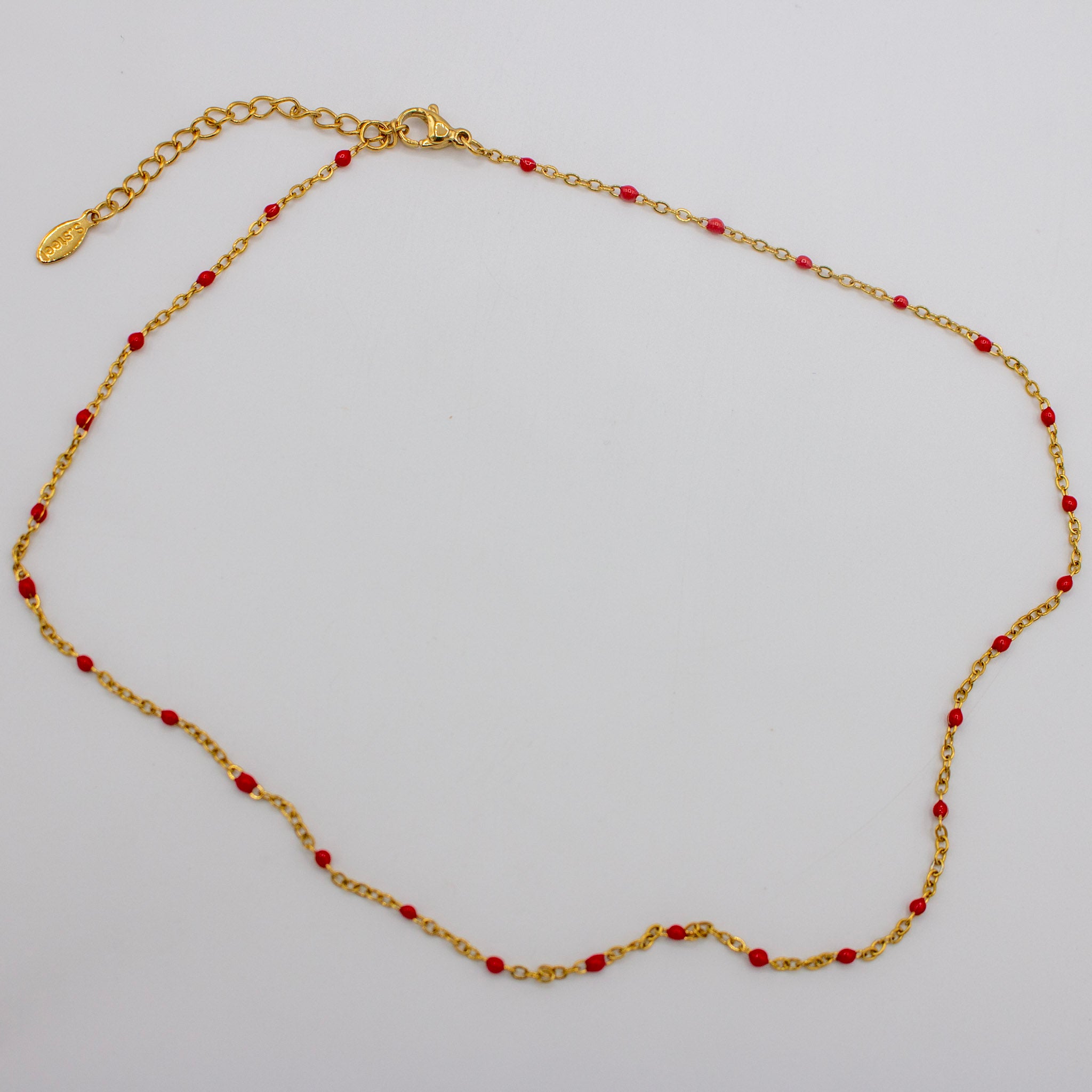 Red Bead Gold Necklace