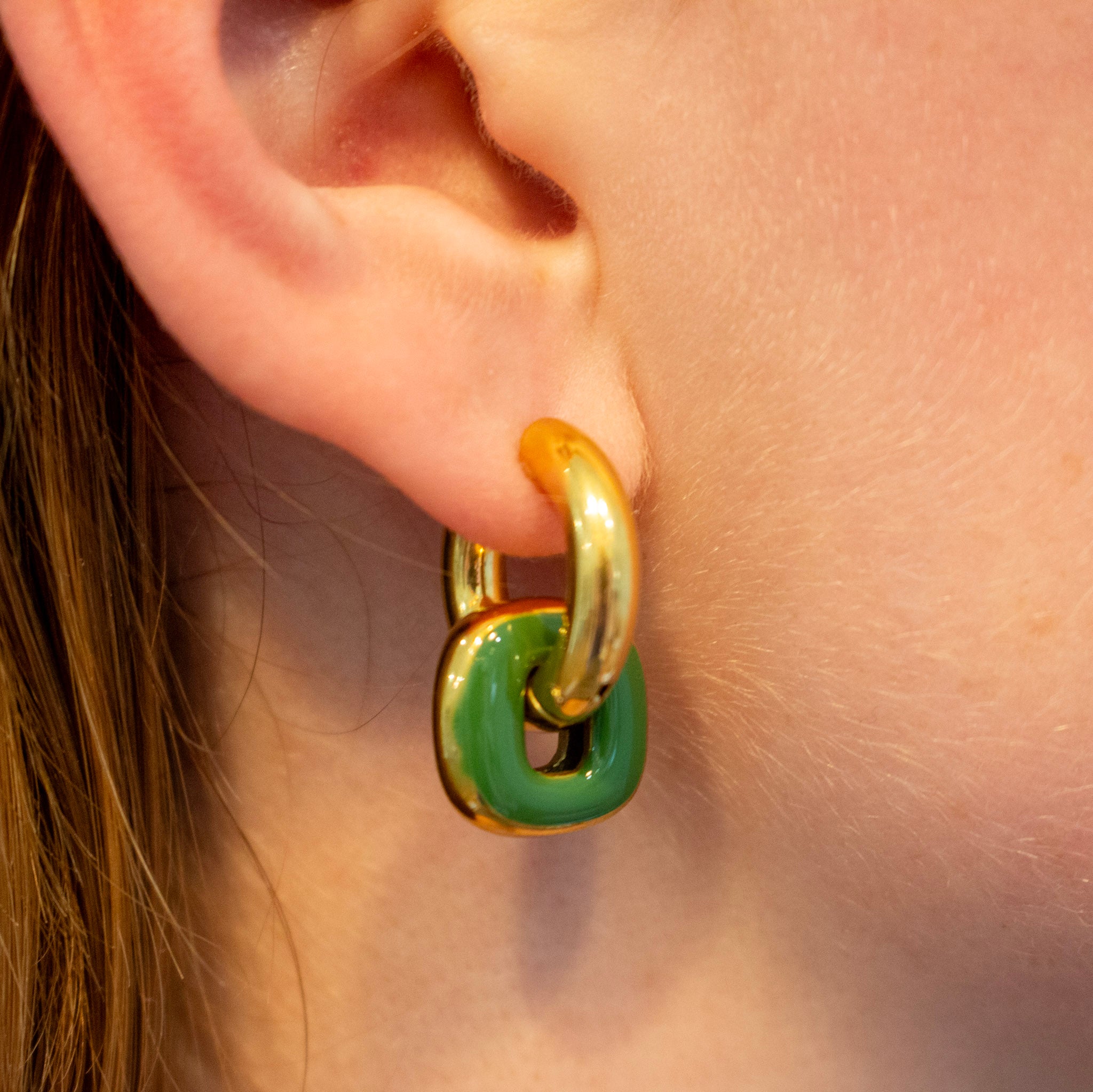 Green & Gold Dangle Earrings