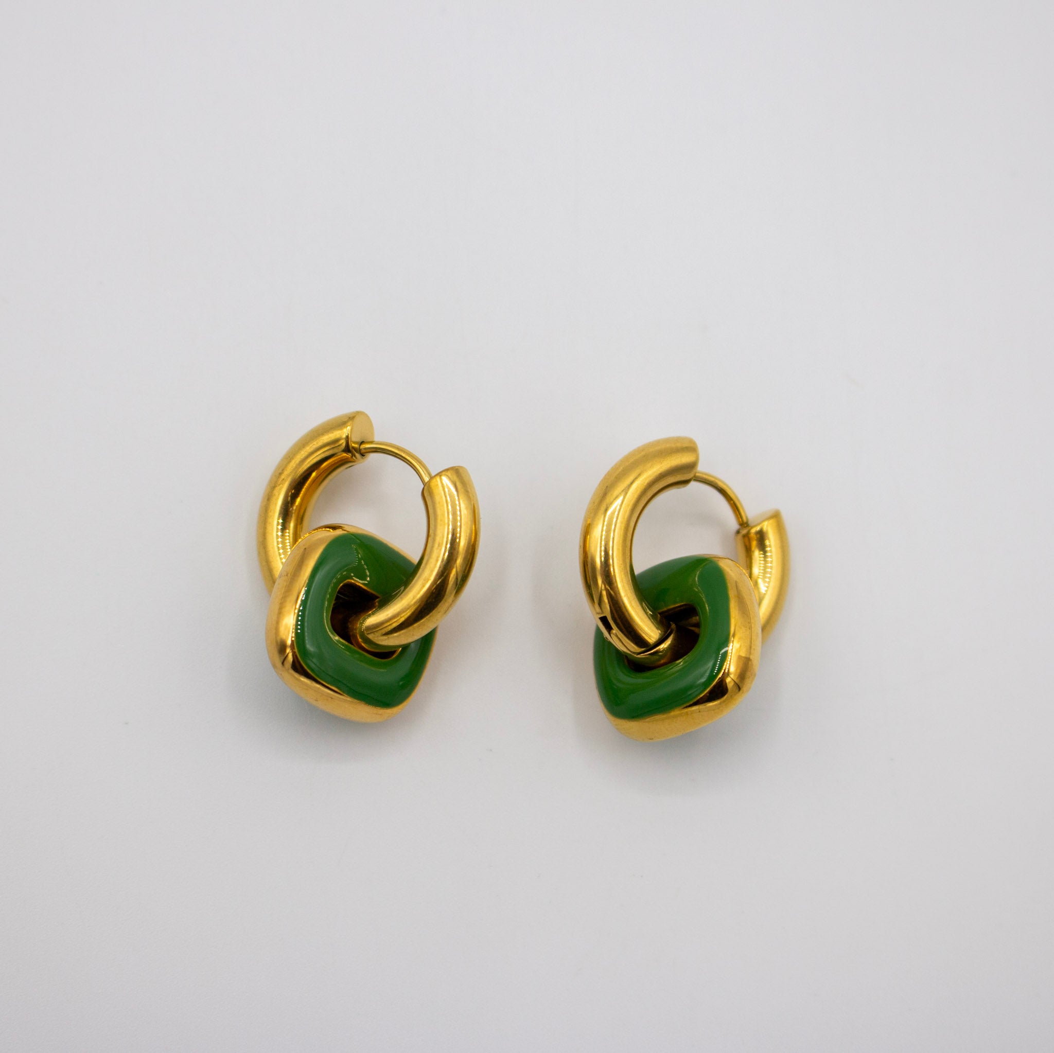 Green & Gold Dangle Earrings