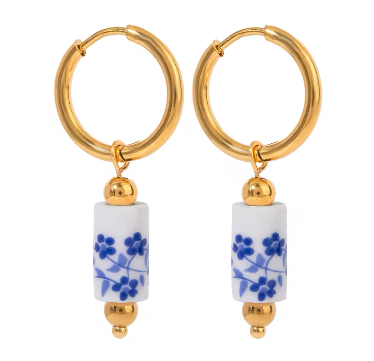 Blue flower dangle earrings