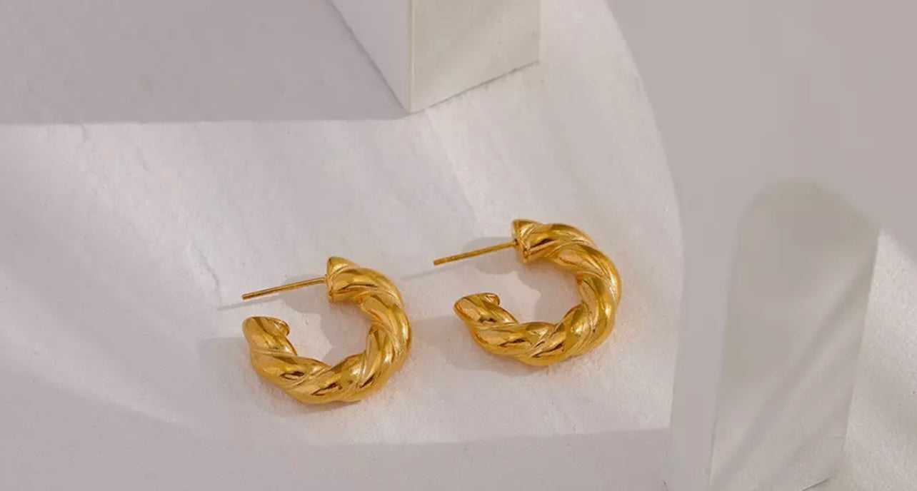 Gold Twist Hoops