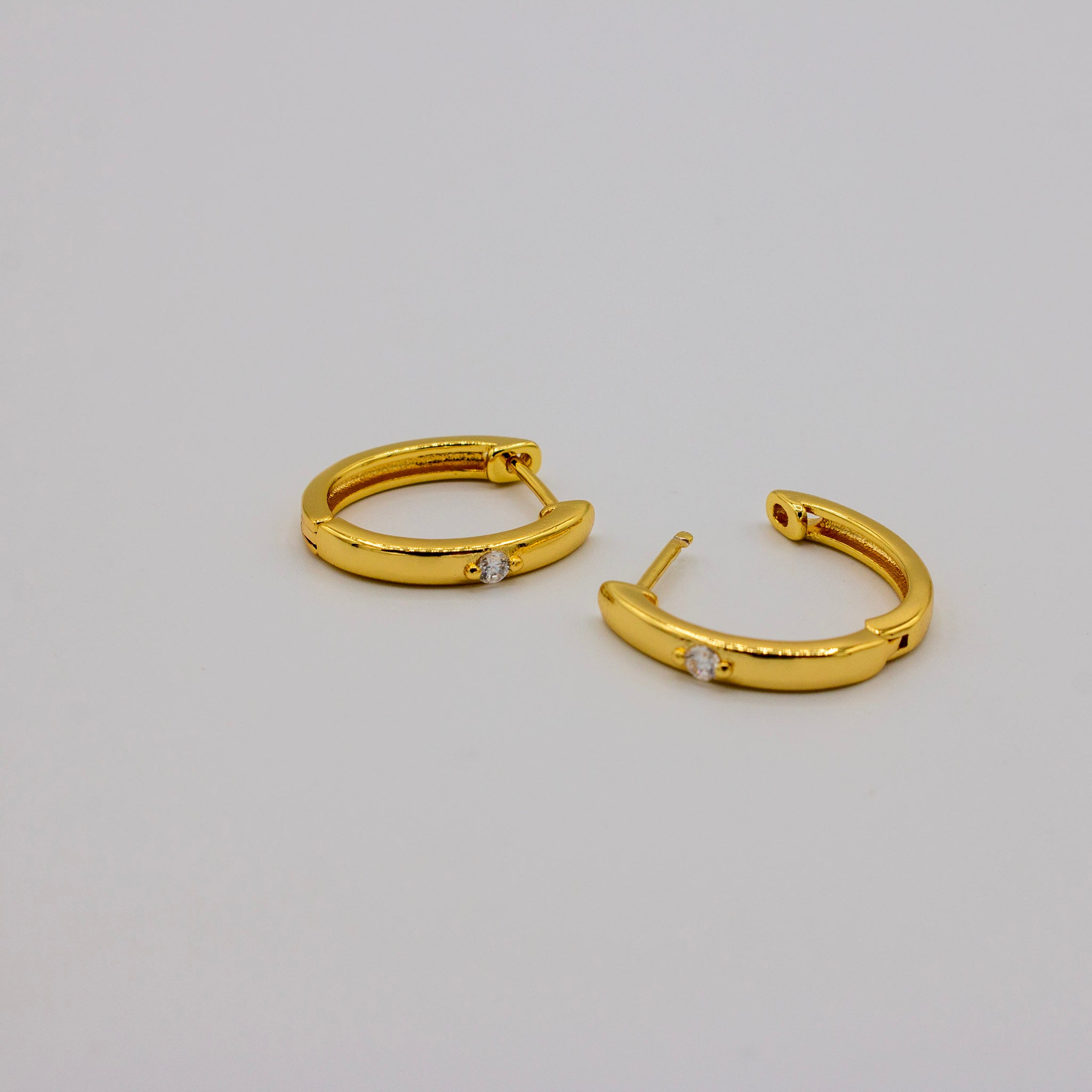 Cz Oval Huggie Hoops
