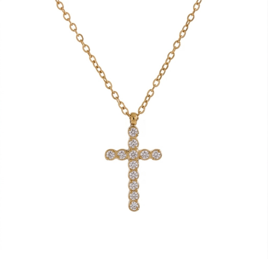 Round-Cut Cz Cross Necklace