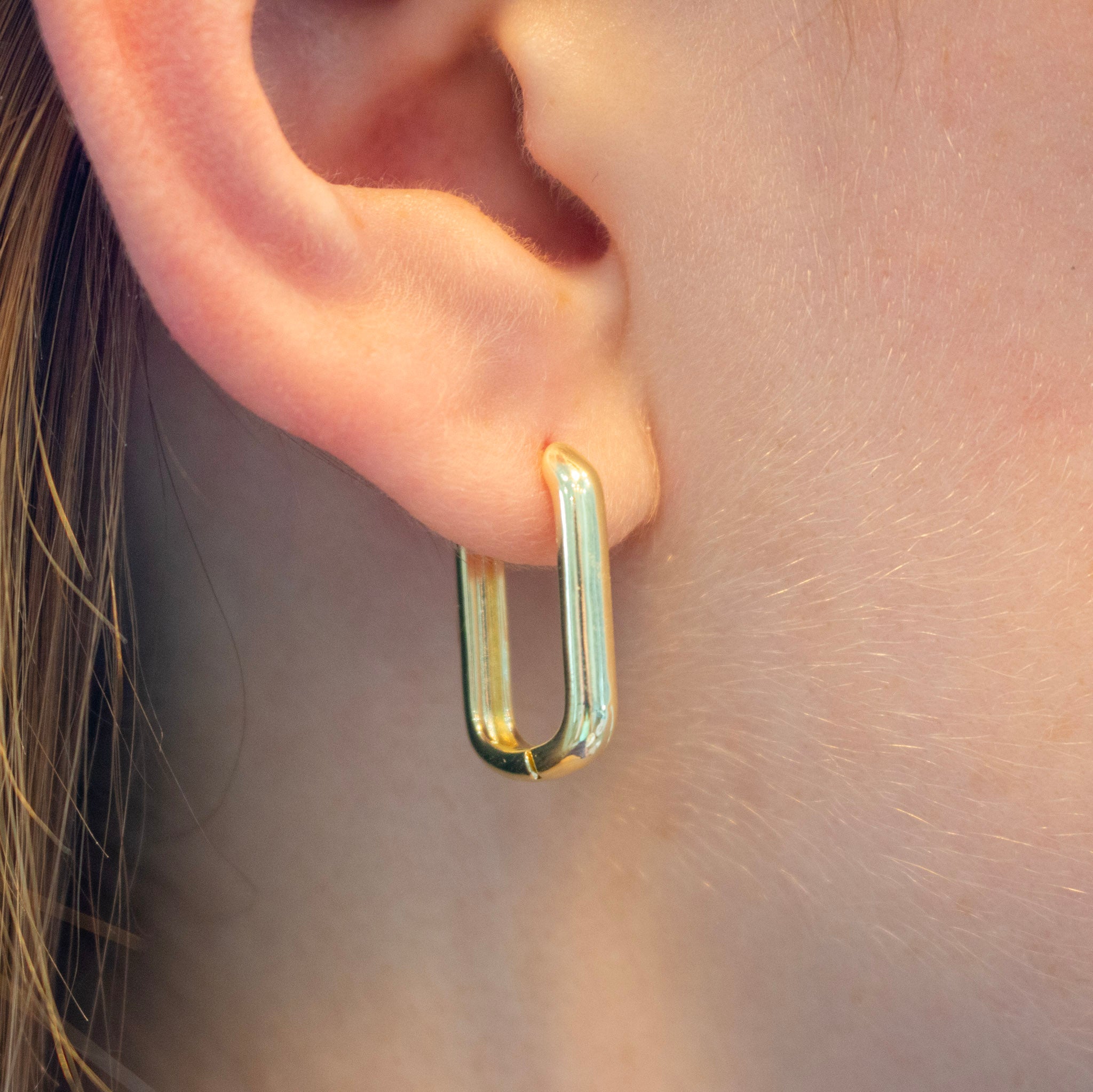 Gold Oblong Hoop Earrings