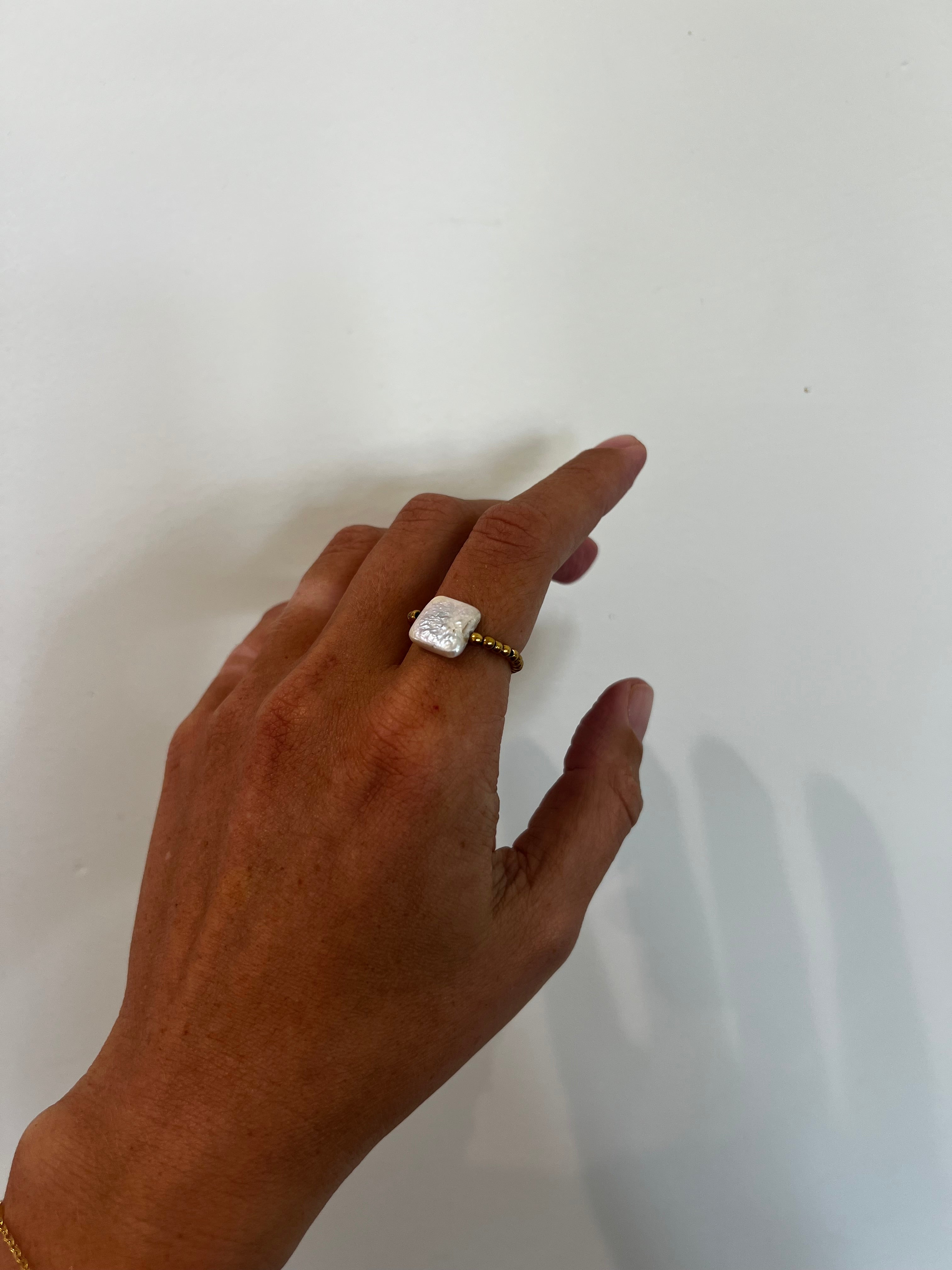 Square Pear Beaded Ring