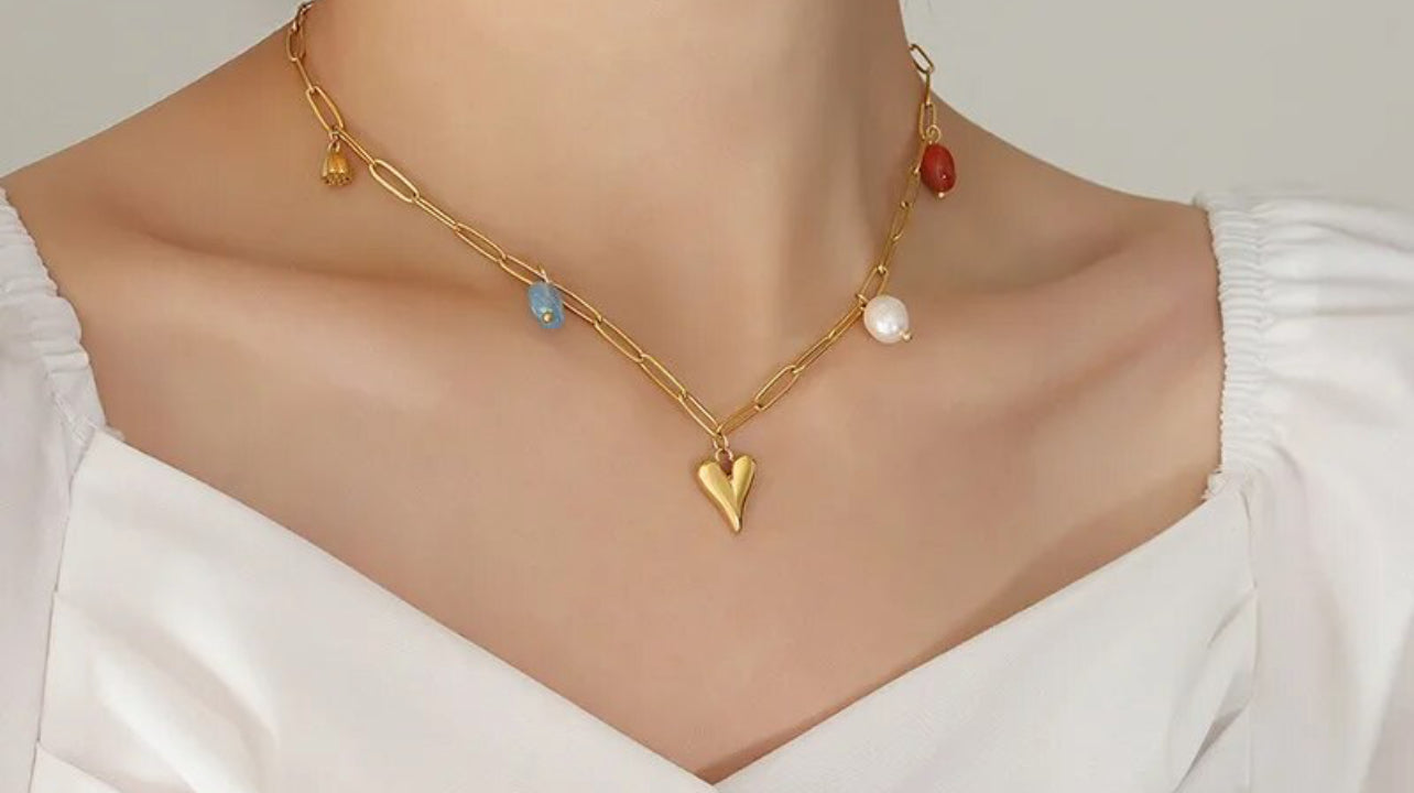 Adorned Golden Heart Necklace