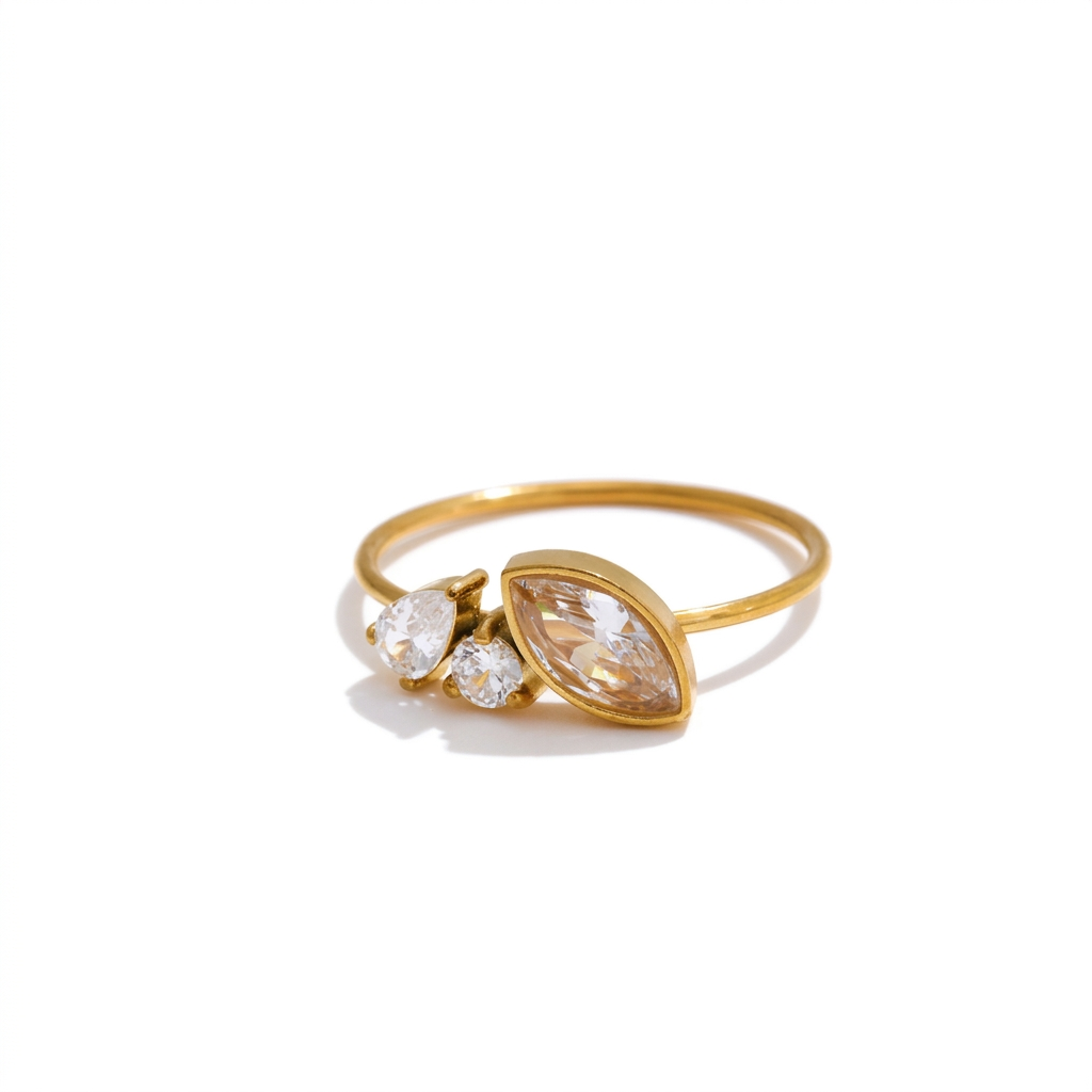 3 Cz Gold Ring