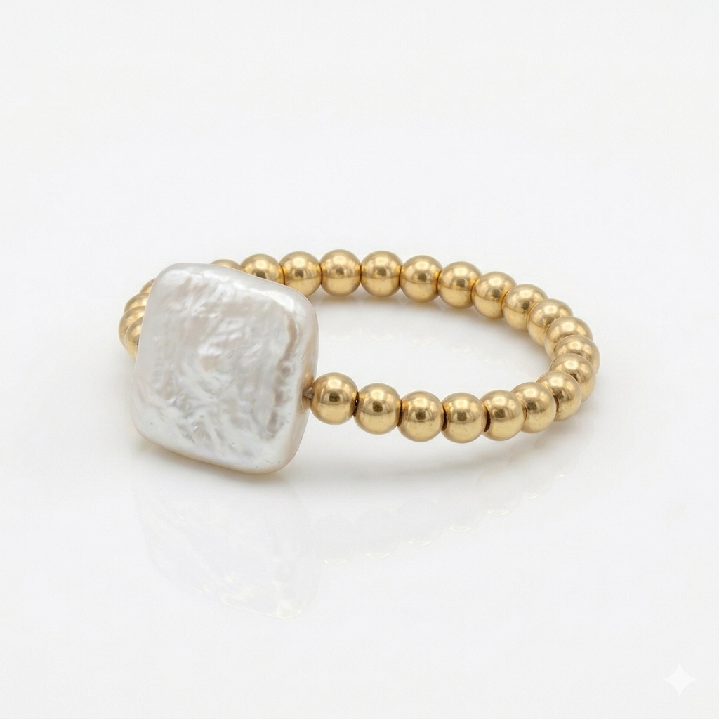 Square Pear Beaded Ring