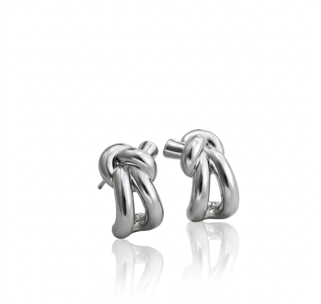 Knot Hoop Silver Earrings