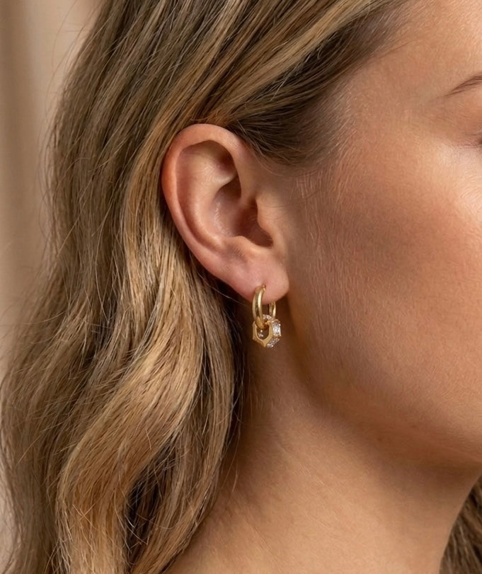 Baguette Cz Charm Earrings