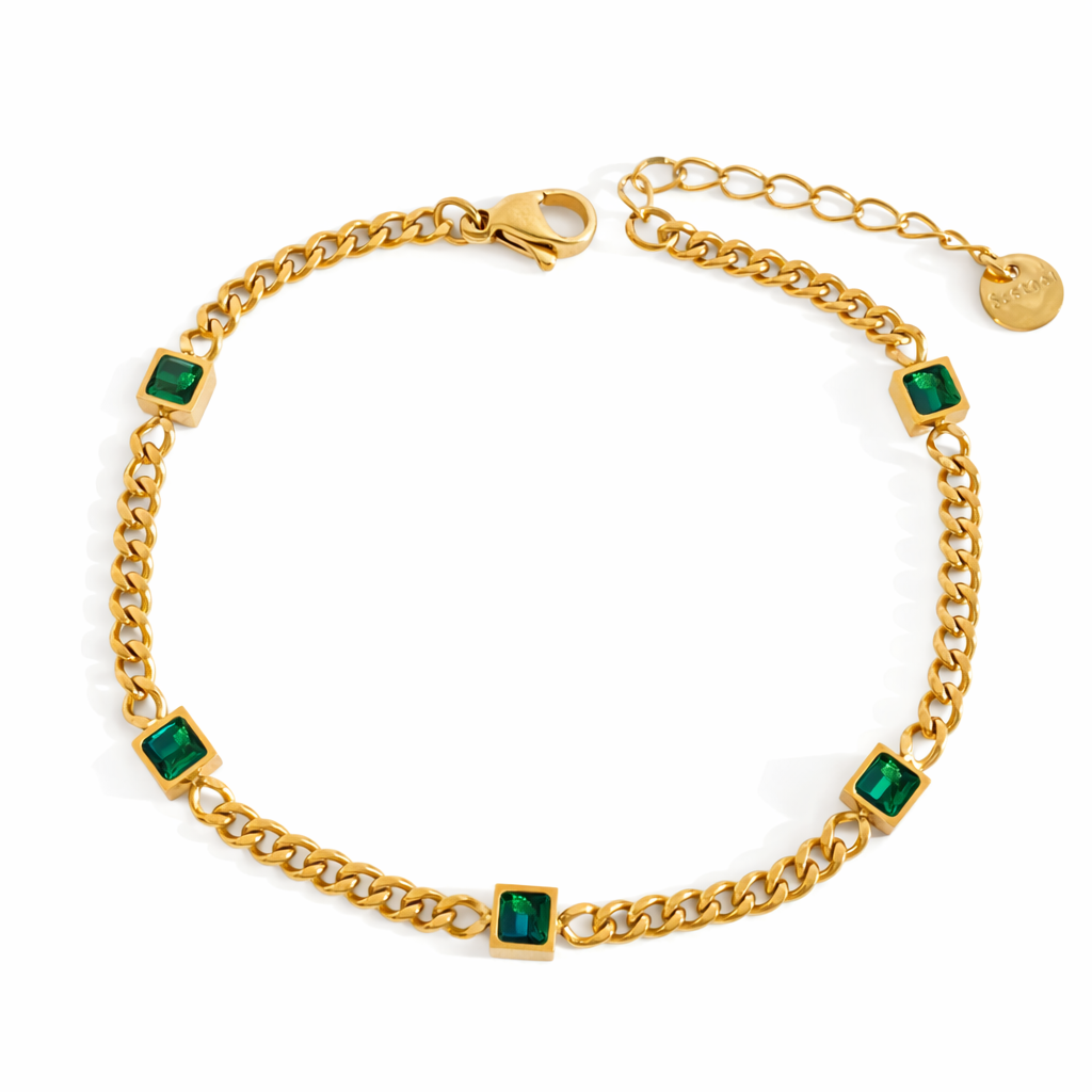 Emerald Square Cz Bracelet