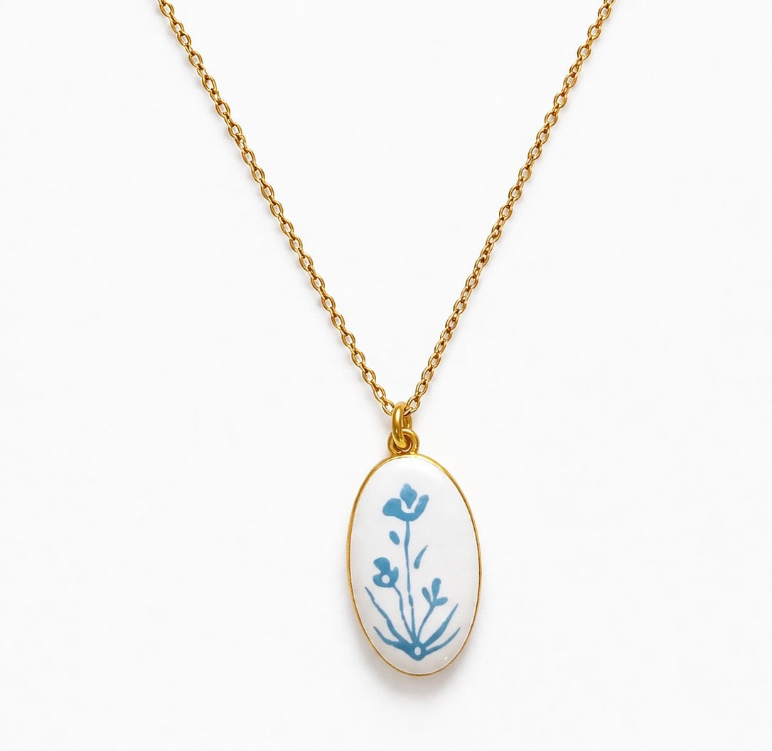 Watercolor Flower Charm Necklace
