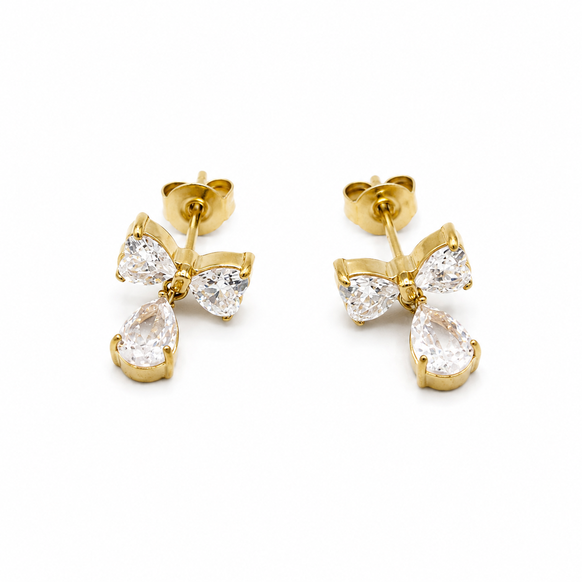 CZ Bow Dangle Earrings