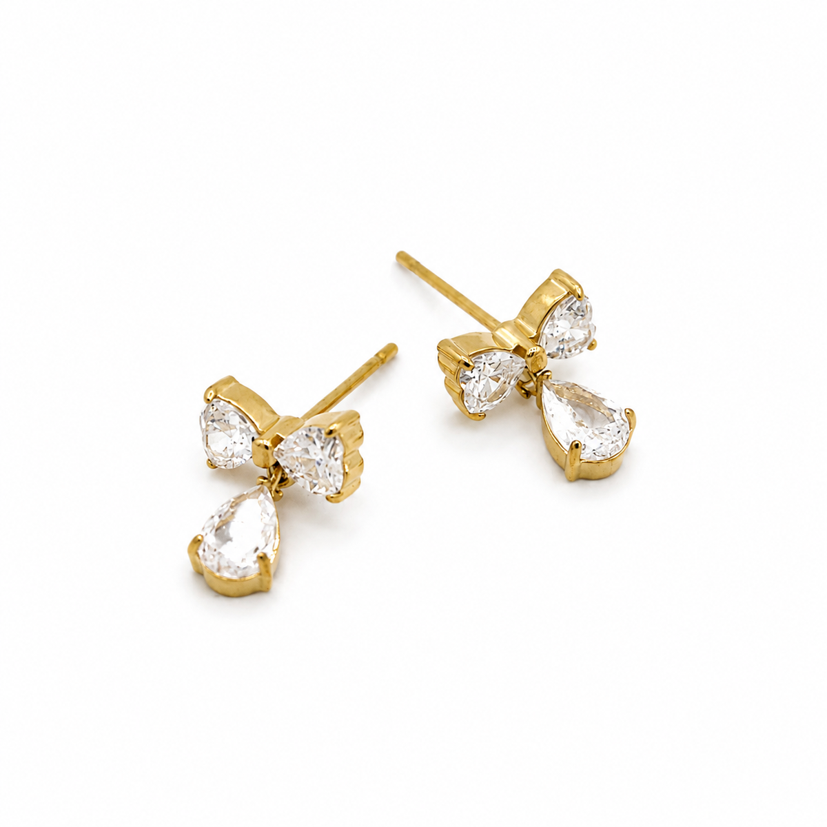 CZ Bow Dangle Earrings