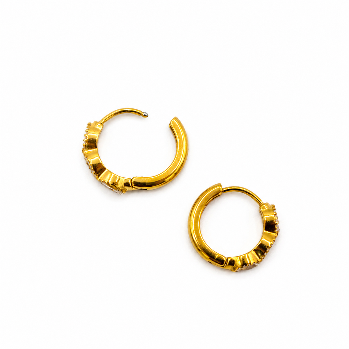 Triple CZ Gold Huggies