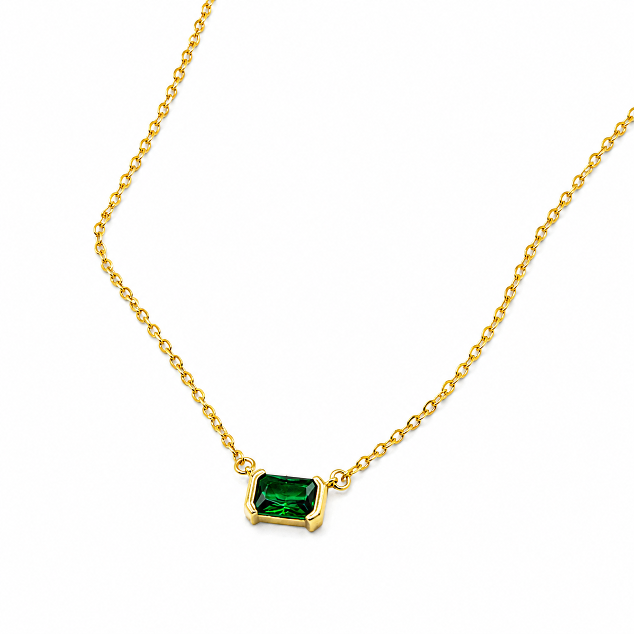 Emerald CZ Stone Necklace