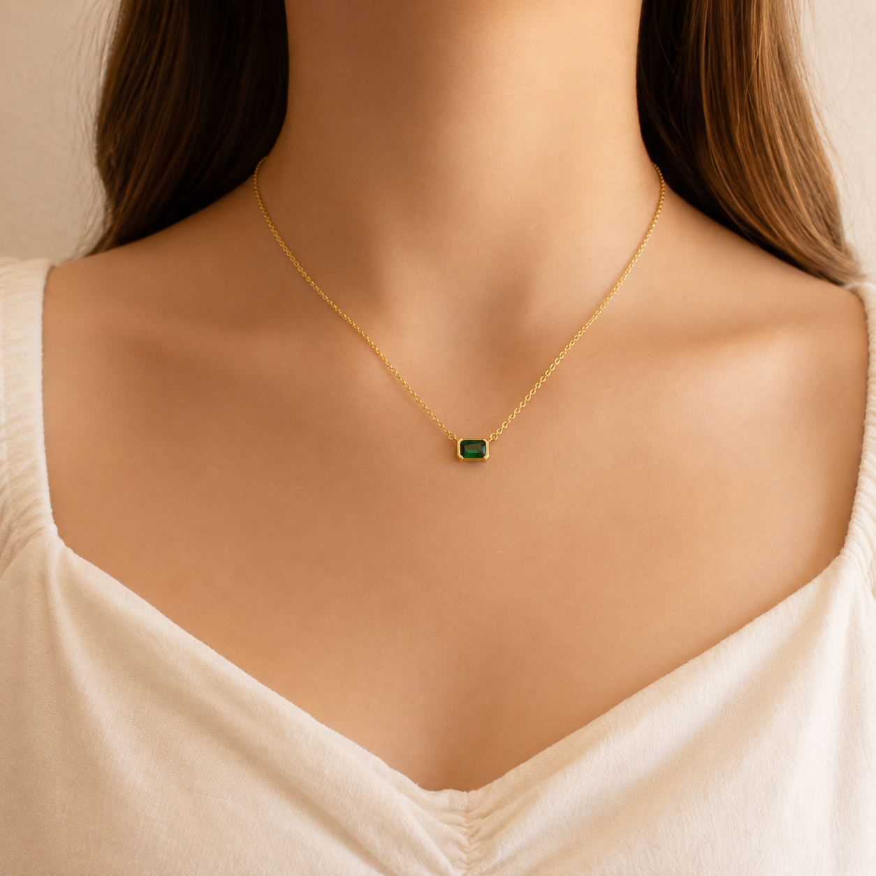 Emerald CZ Stone Necklace