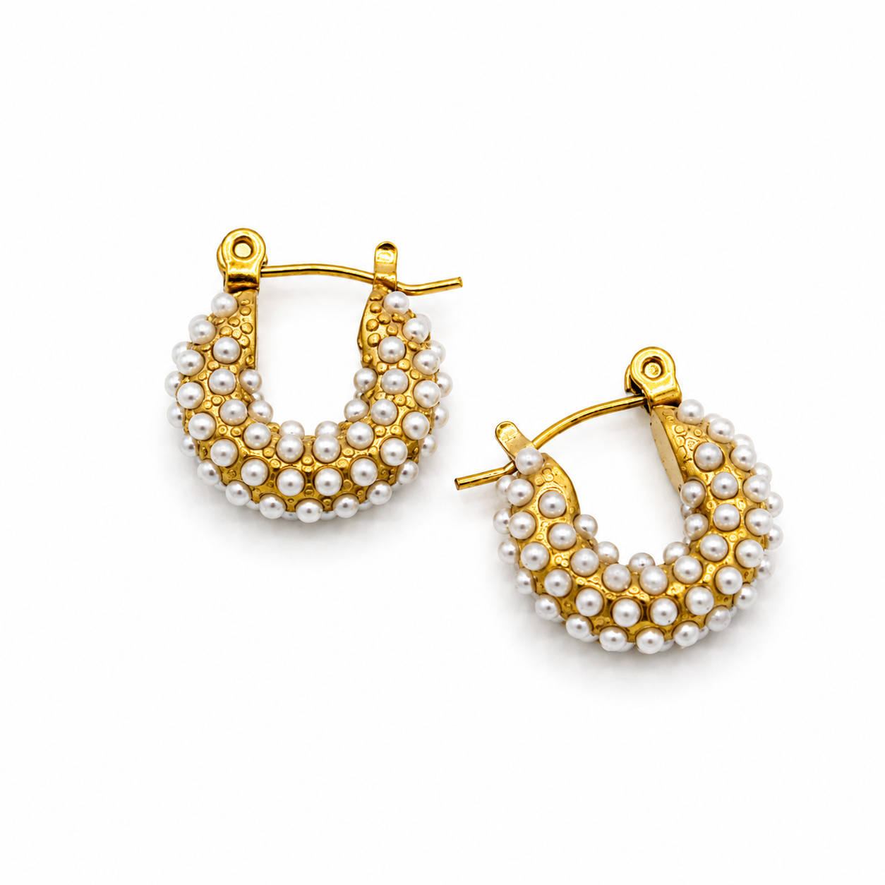 Dainty Pearl Studded Hoops