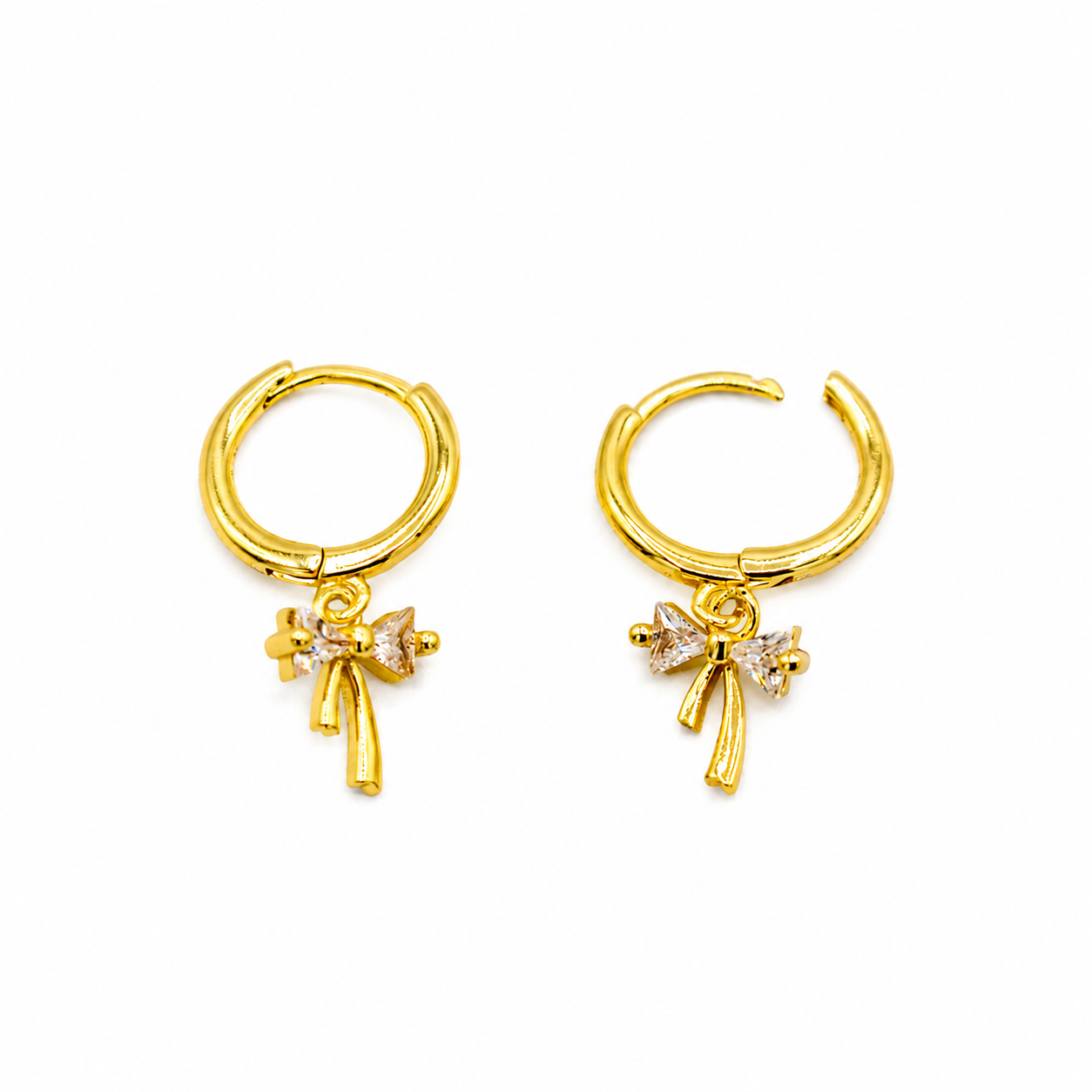 Gold Cz Bow Dangle