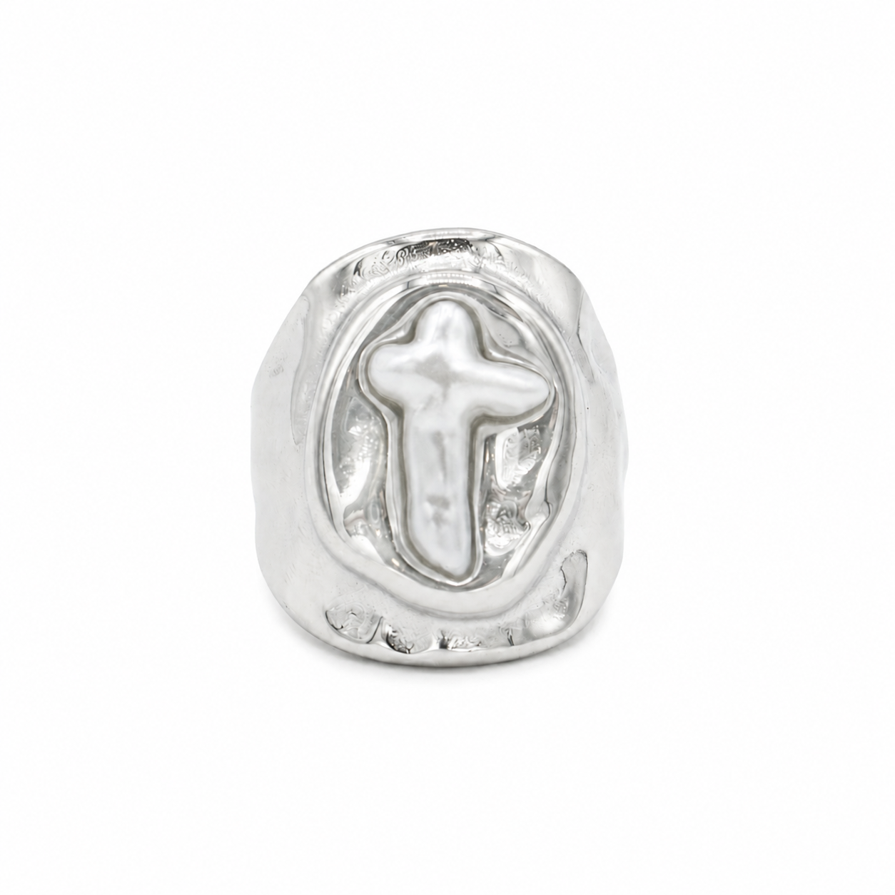 Statement Cross Ring Silver