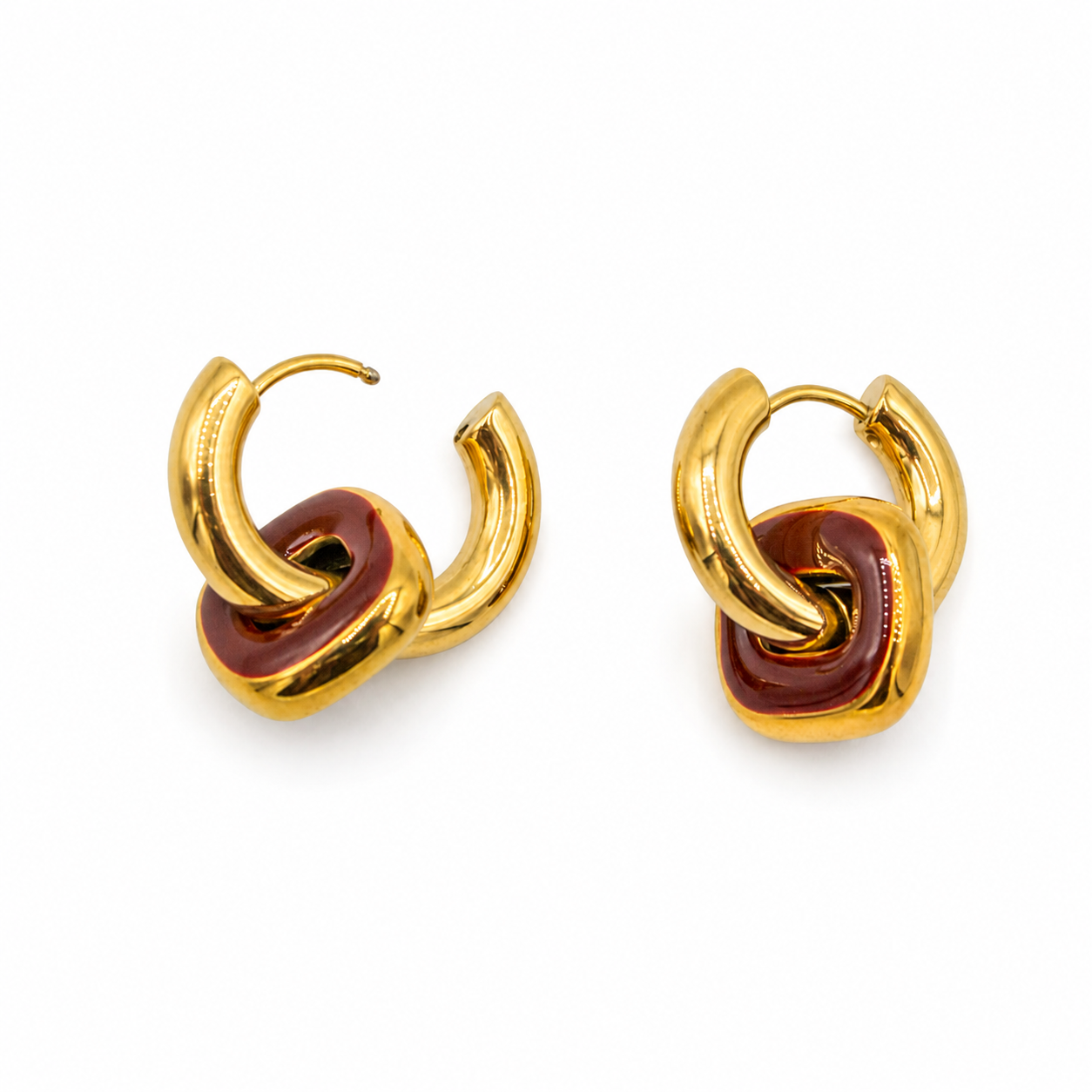 Brown & Gold Dangle Earrings