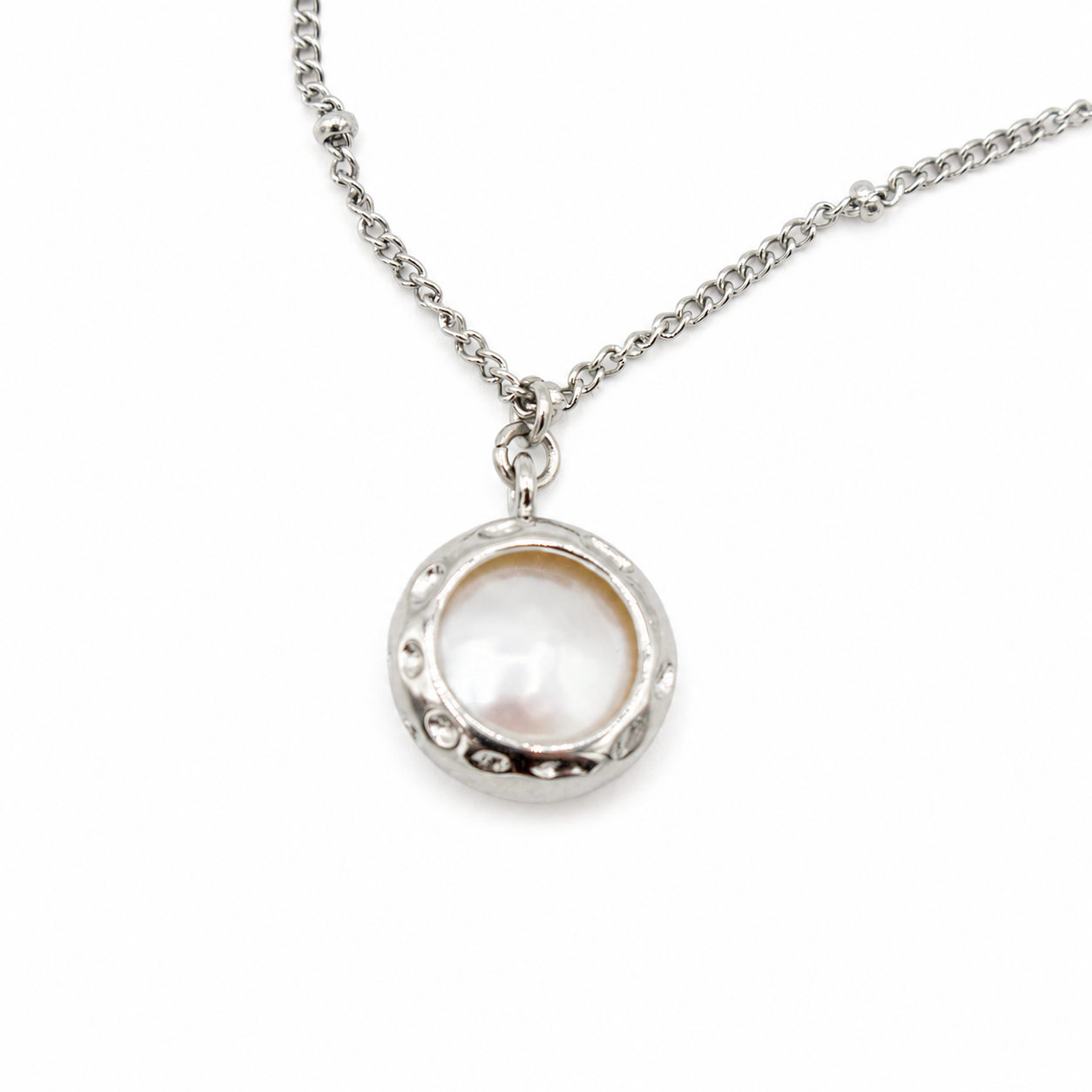 Pearl Amulet Necklace- Silver