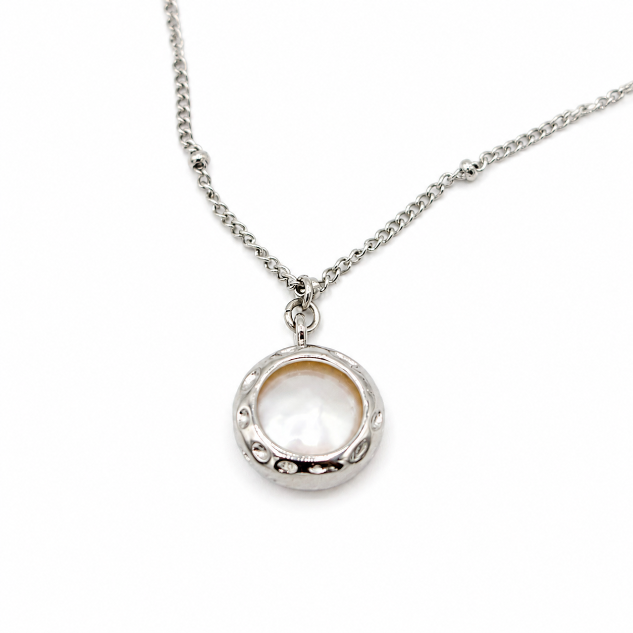 Pearl Amulet Necklace- Silver