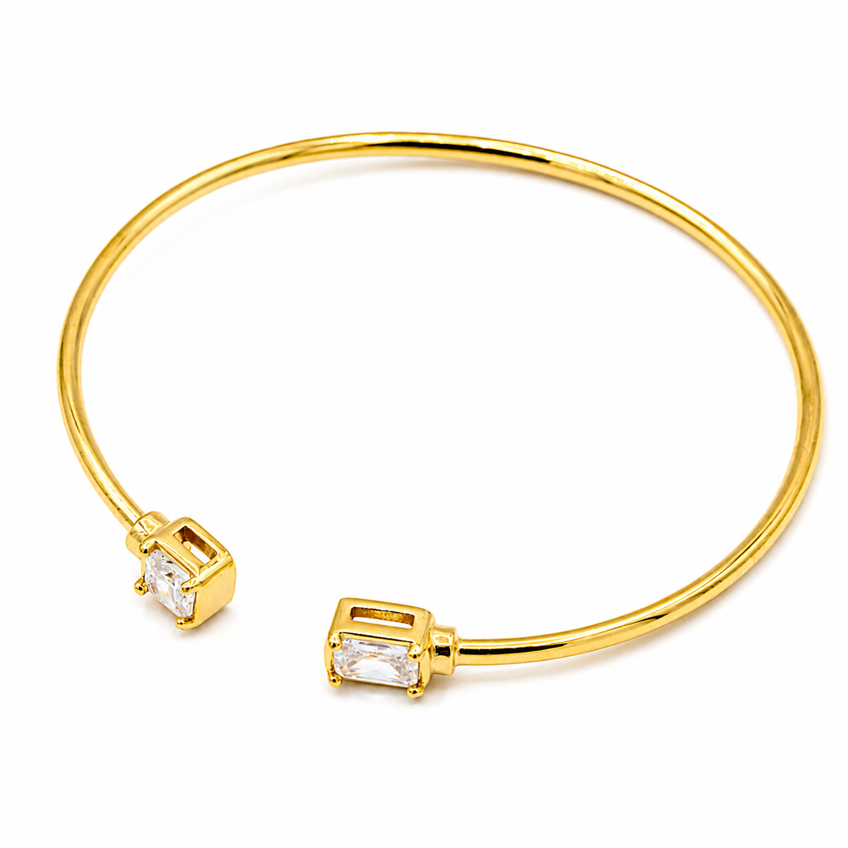 Emerald-Cut Crystal Open Cuff Bracelet