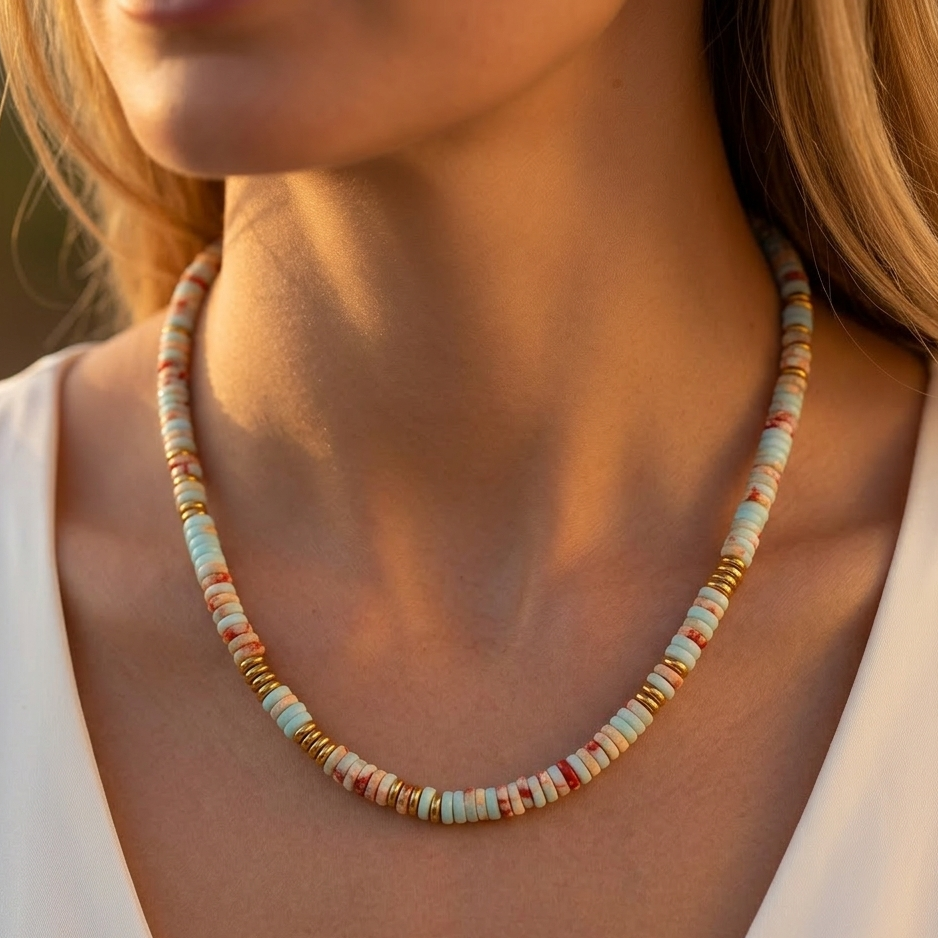 Coastal Blue Beaded Necklace