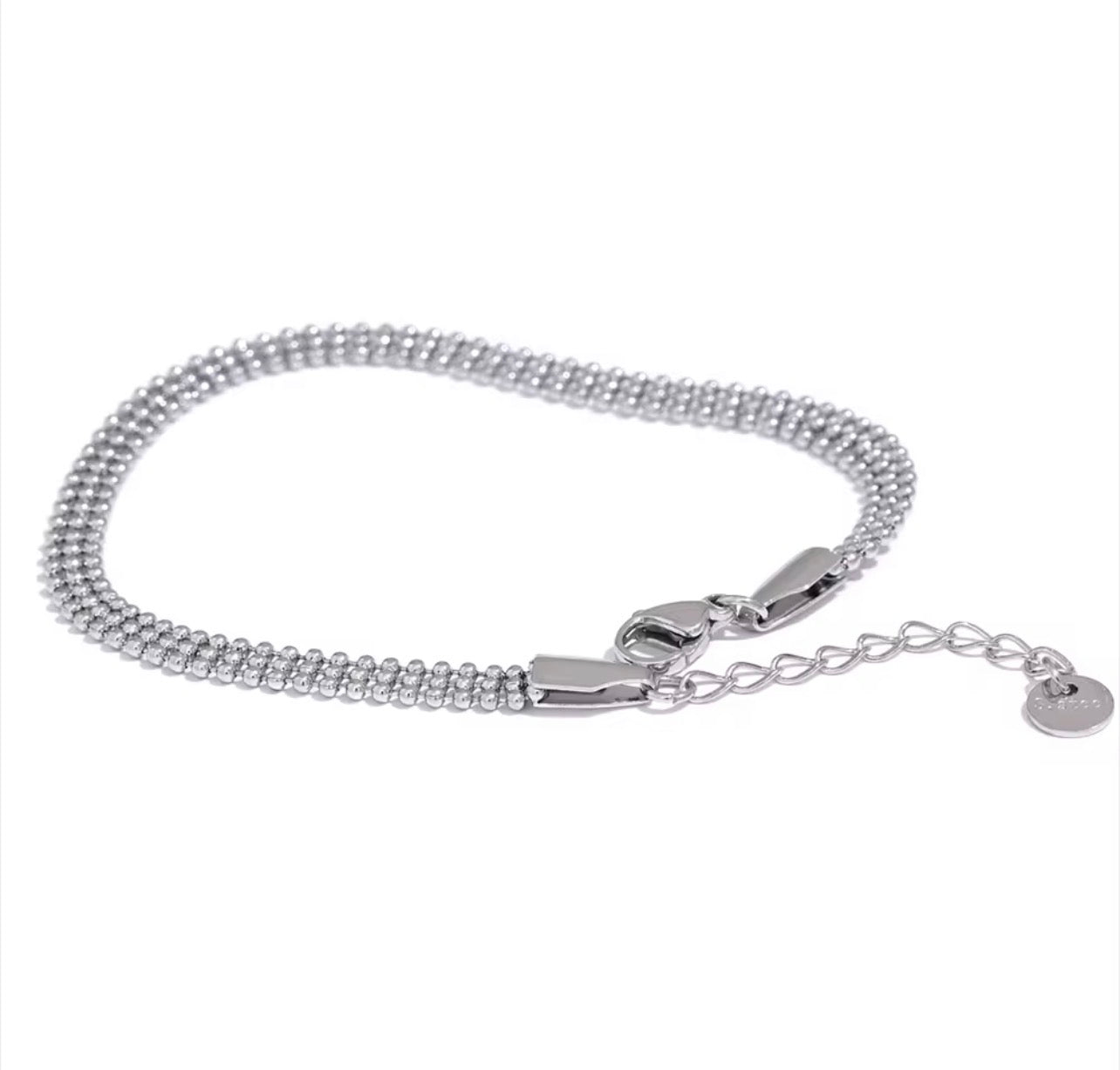 Classic Beaded Bracelet- Silver